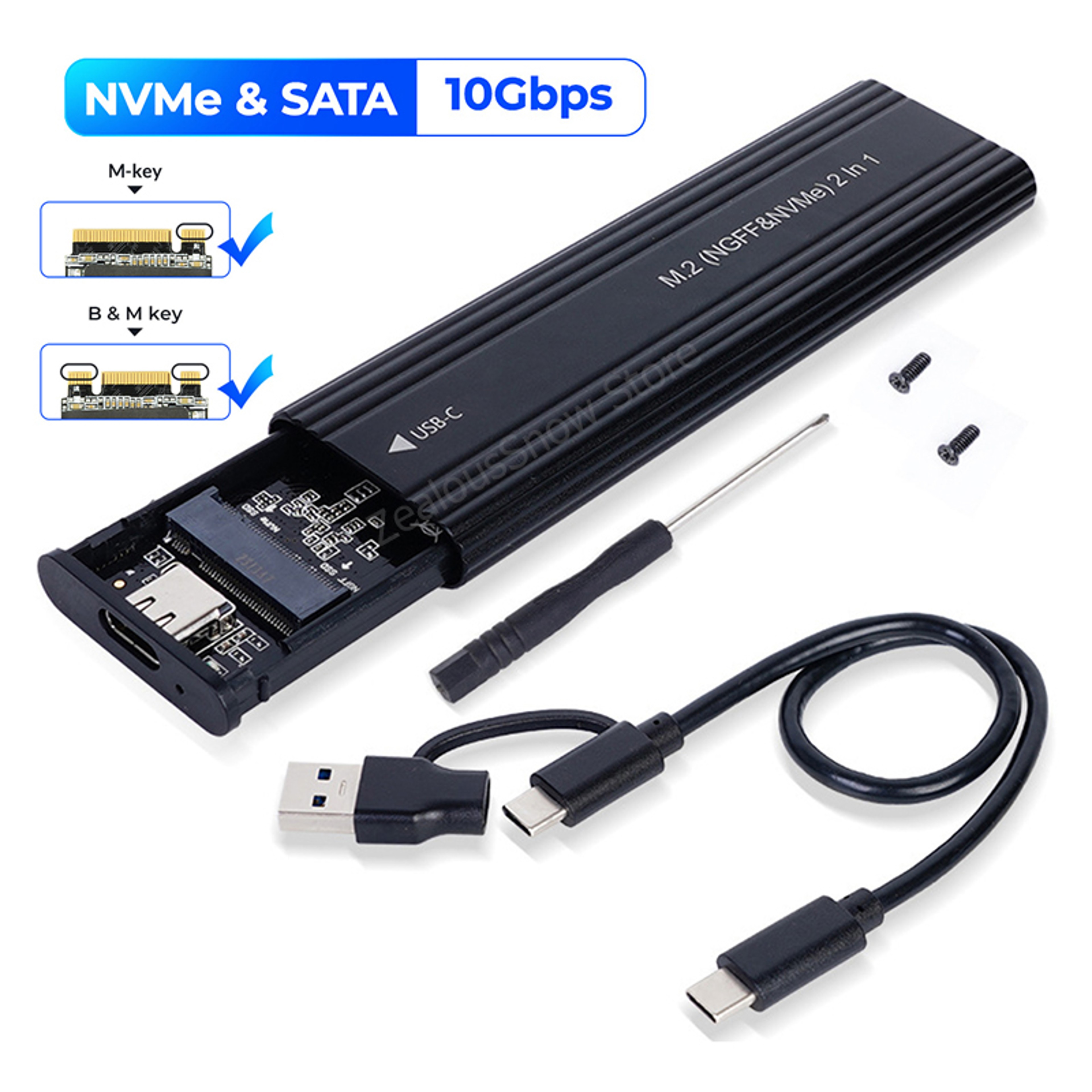 NVME M.2 SSD Enclosure 10Gbps Aluminum Case for Solid State Drive External Adapter – view 9