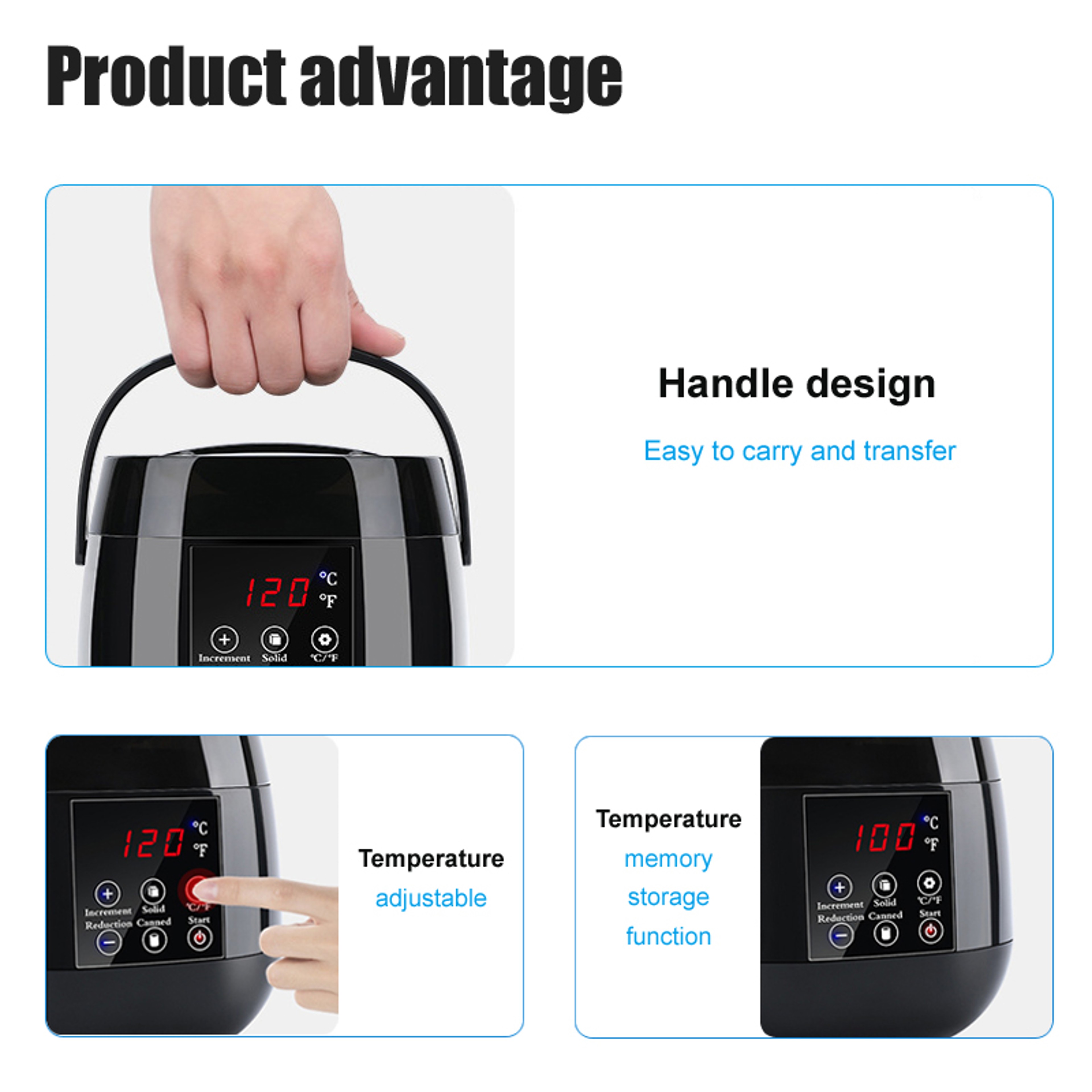 500ml Wax Heater Machine for Hair Removal – LCD Temperature Display Wax Warmer Pot for Depilatory Waxing Beans – view 5
