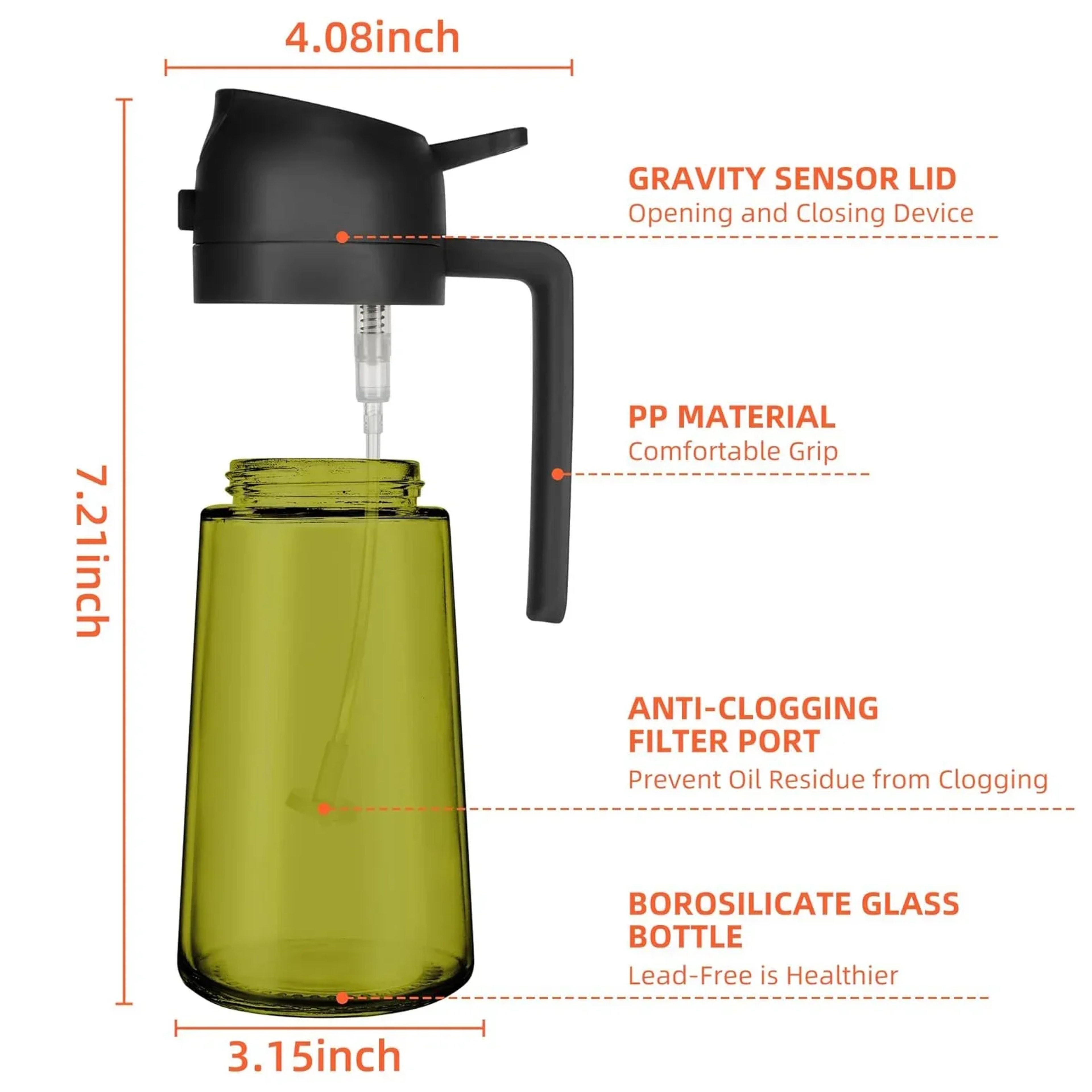 Olive Oil Dispenser Dark Glass Oil Sprayer Black Lightproof Oil Spray Bottle For Cooking Salads Air 5