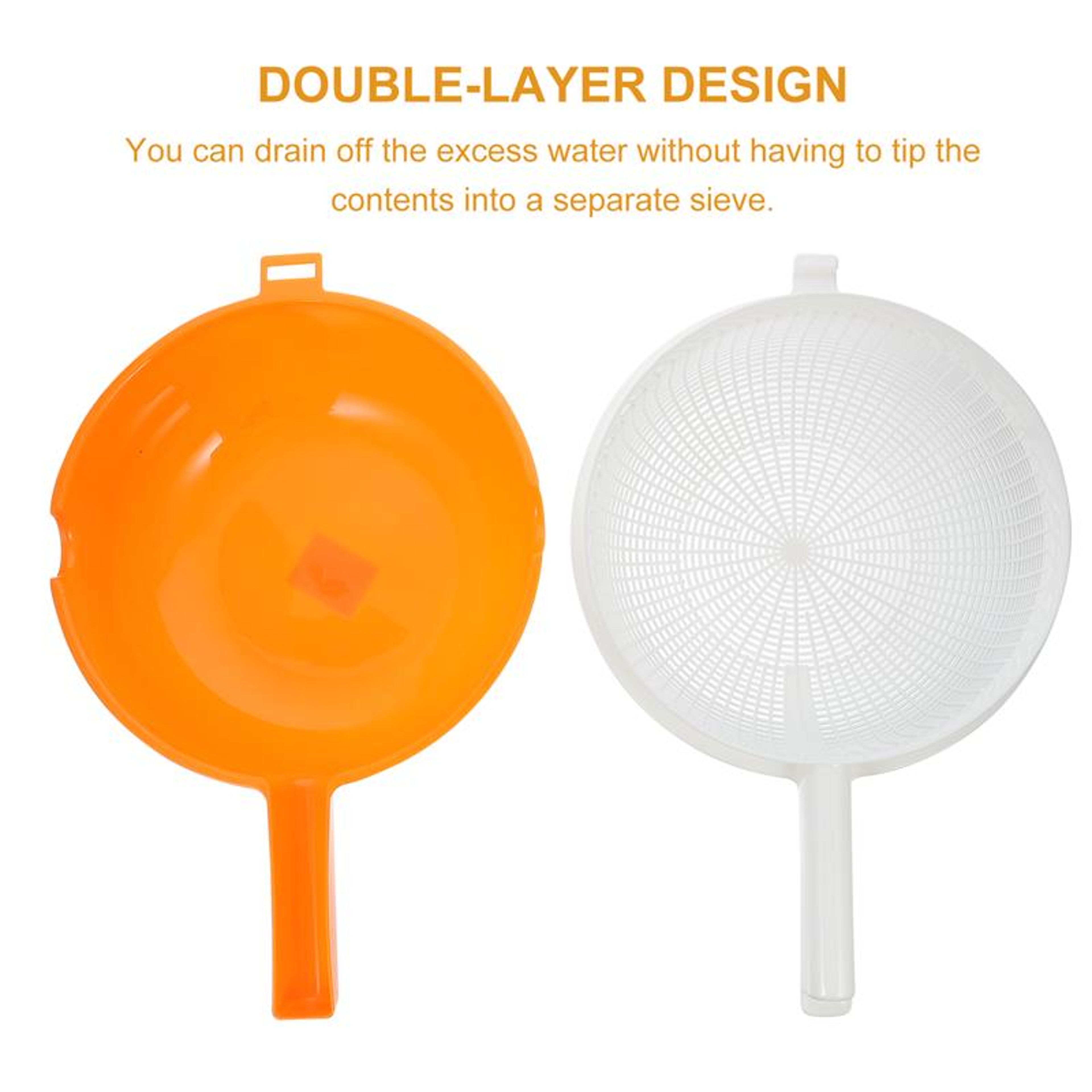 Fruit Vegetable Strainer Basket Kitchen, Double Layer Drainage Colander Bowl, Handled Pasta Strainer Vegetable Wash Bowl – view 6