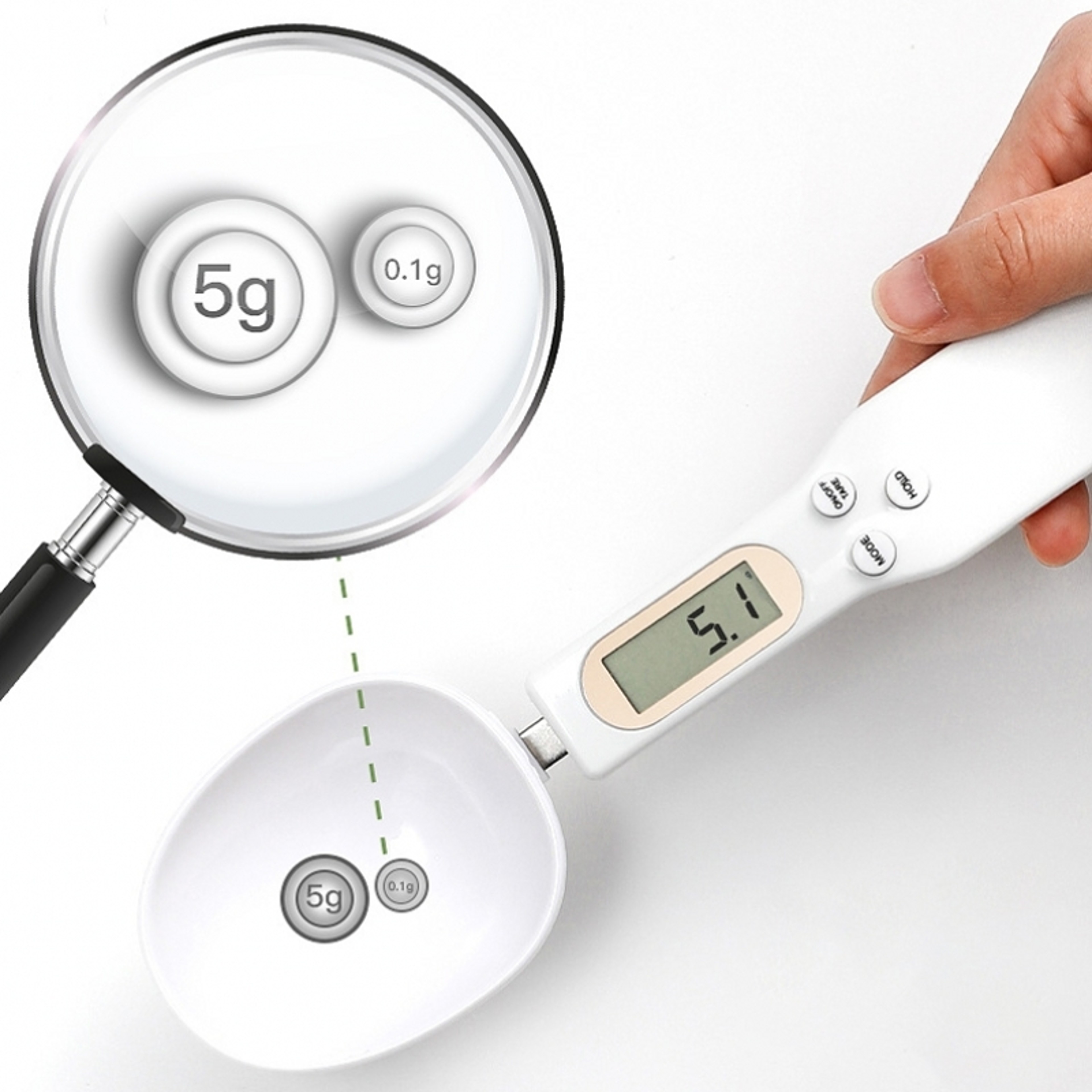 Electronic Weighing Spoon Scale Kitchen Tool, Digital LCD Measuring for Coffee, Flour, Baking, Powder, Food – view 2