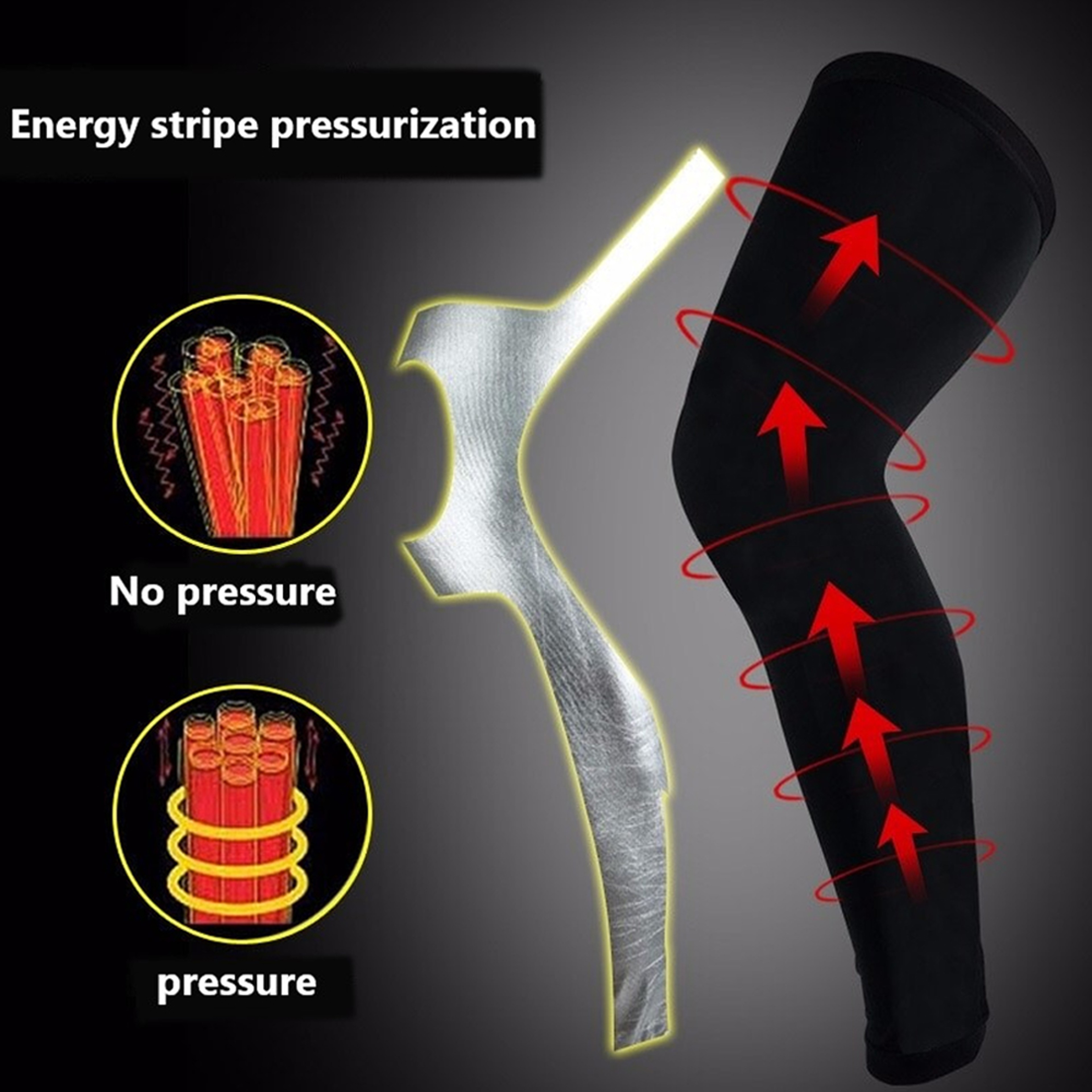 Full Leg Knee Brace for Men Women, Outdoor Sport Whole Leg Compression Sleeve, UV Leg Support Sleeves Cycling Leg Warmer – view 4