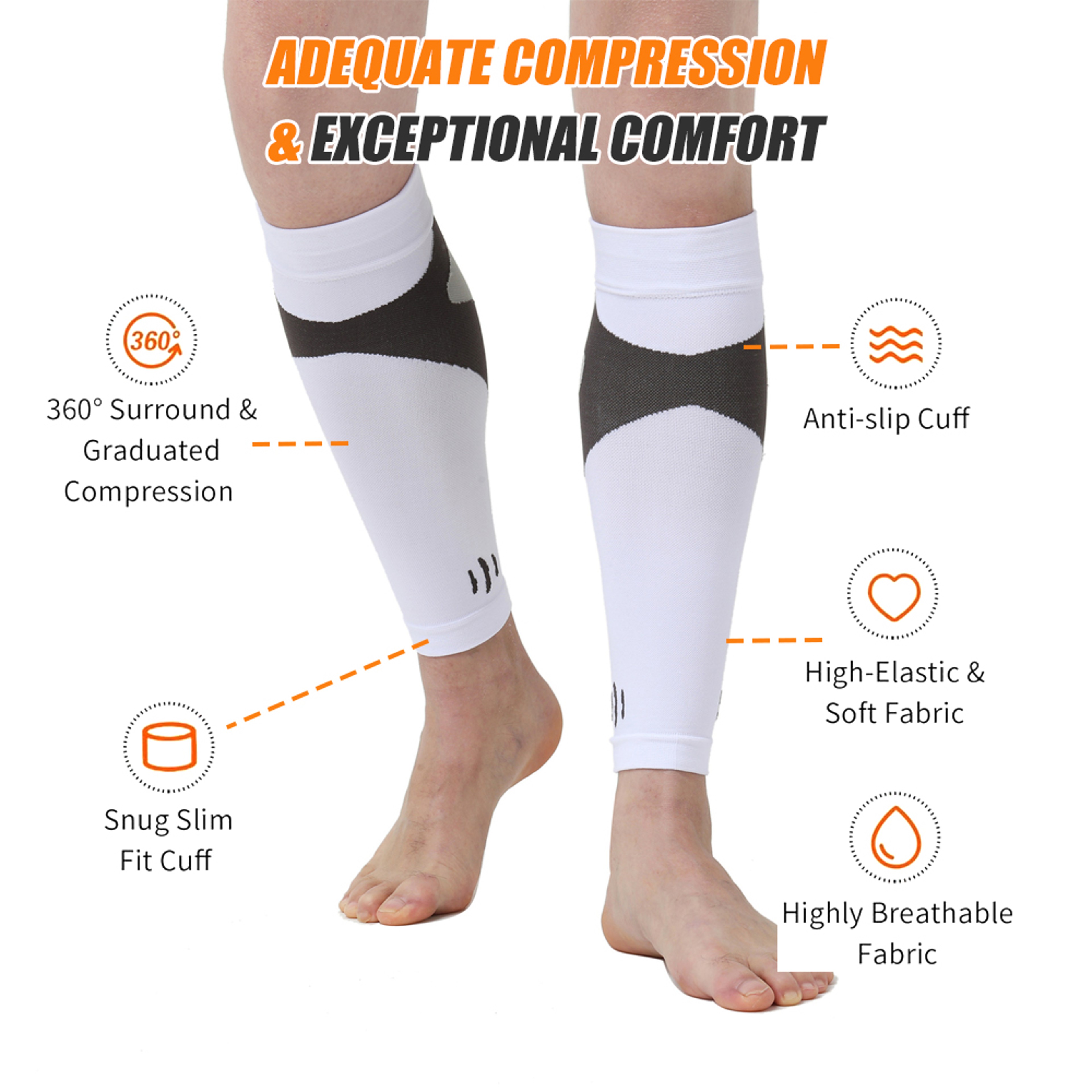 Running Leg Compression Sleeves 1 Pair, Shin Splint Calf Compression Sleeve, Footless Socks for Men and Women – view 3