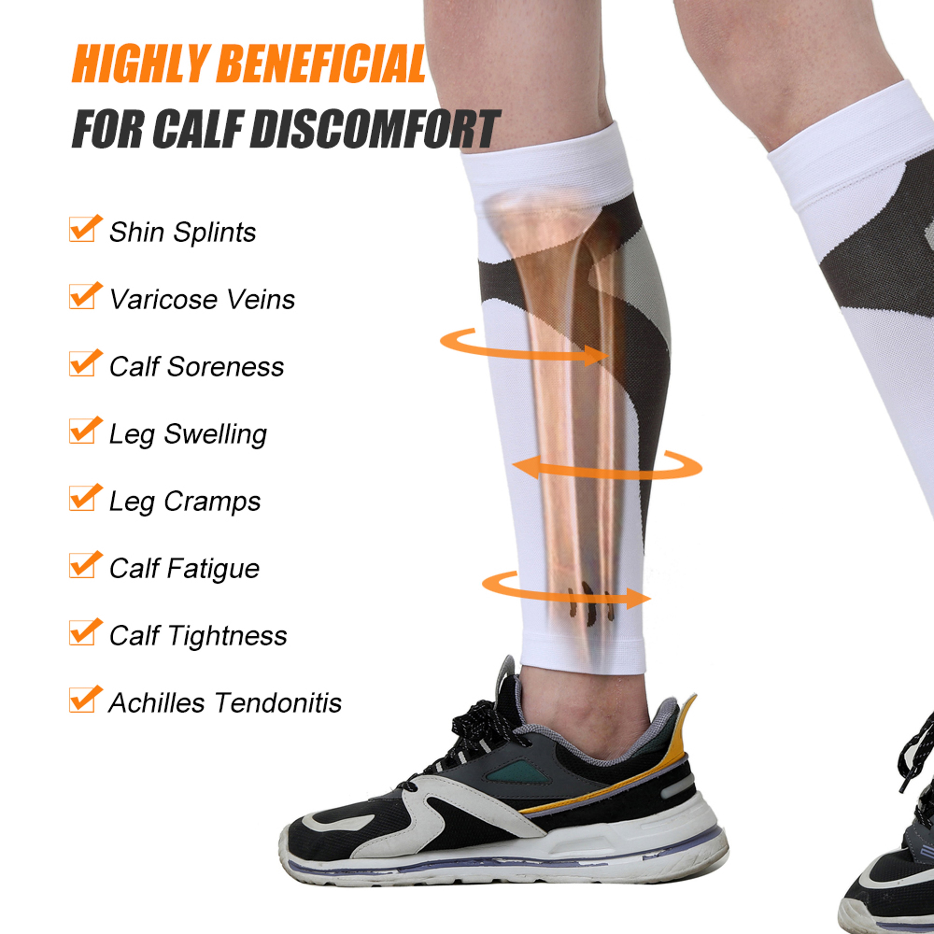 Running Leg Compression Sleeves 1 Pair, Shin Splint Calf Compression Sleeve, Footless Socks for Men and Women – view 4