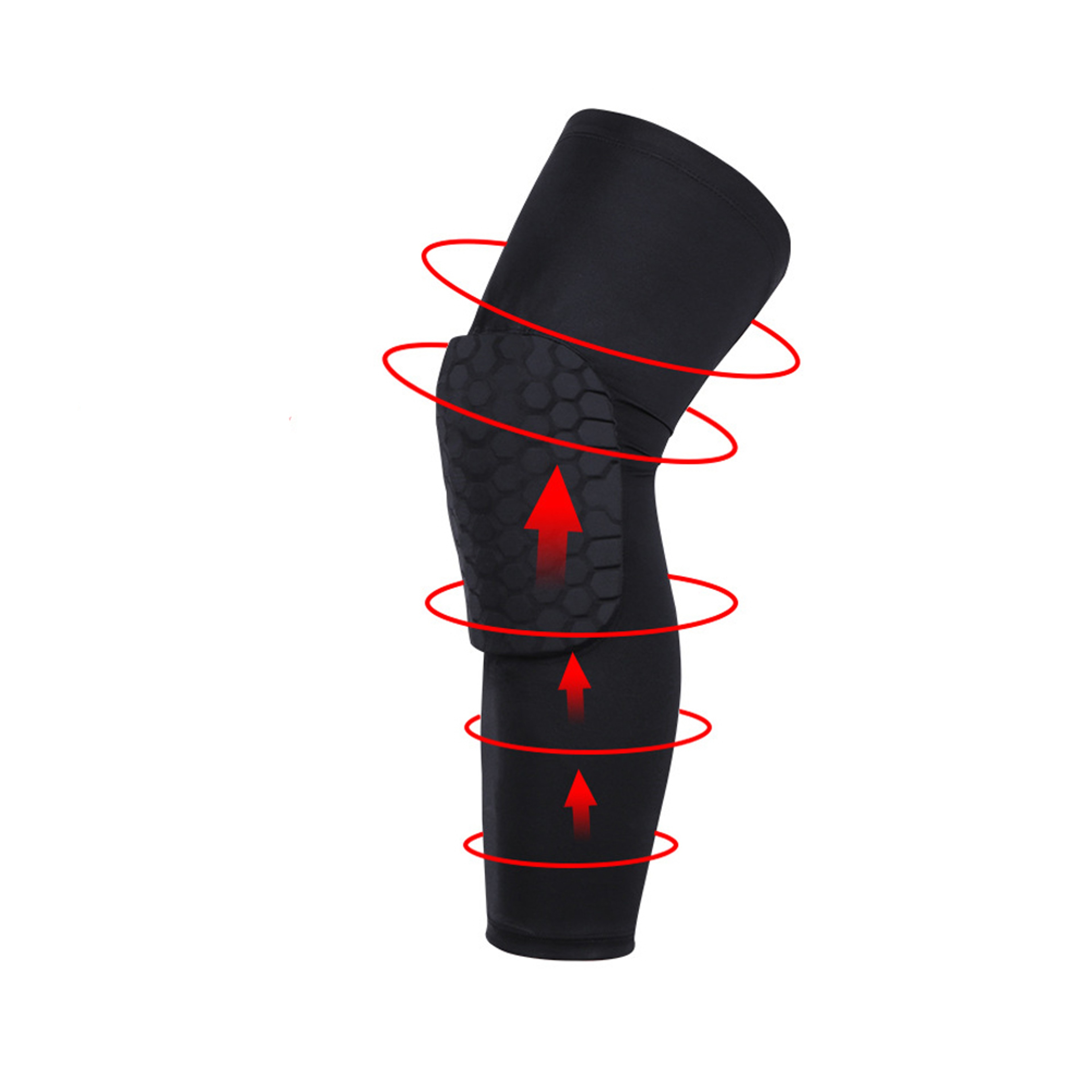 Knee Compression Pads Honeycomb Pad Long Leg Sleeve Brace, Sports Protection for Basketball Football Volleyball – view 3
