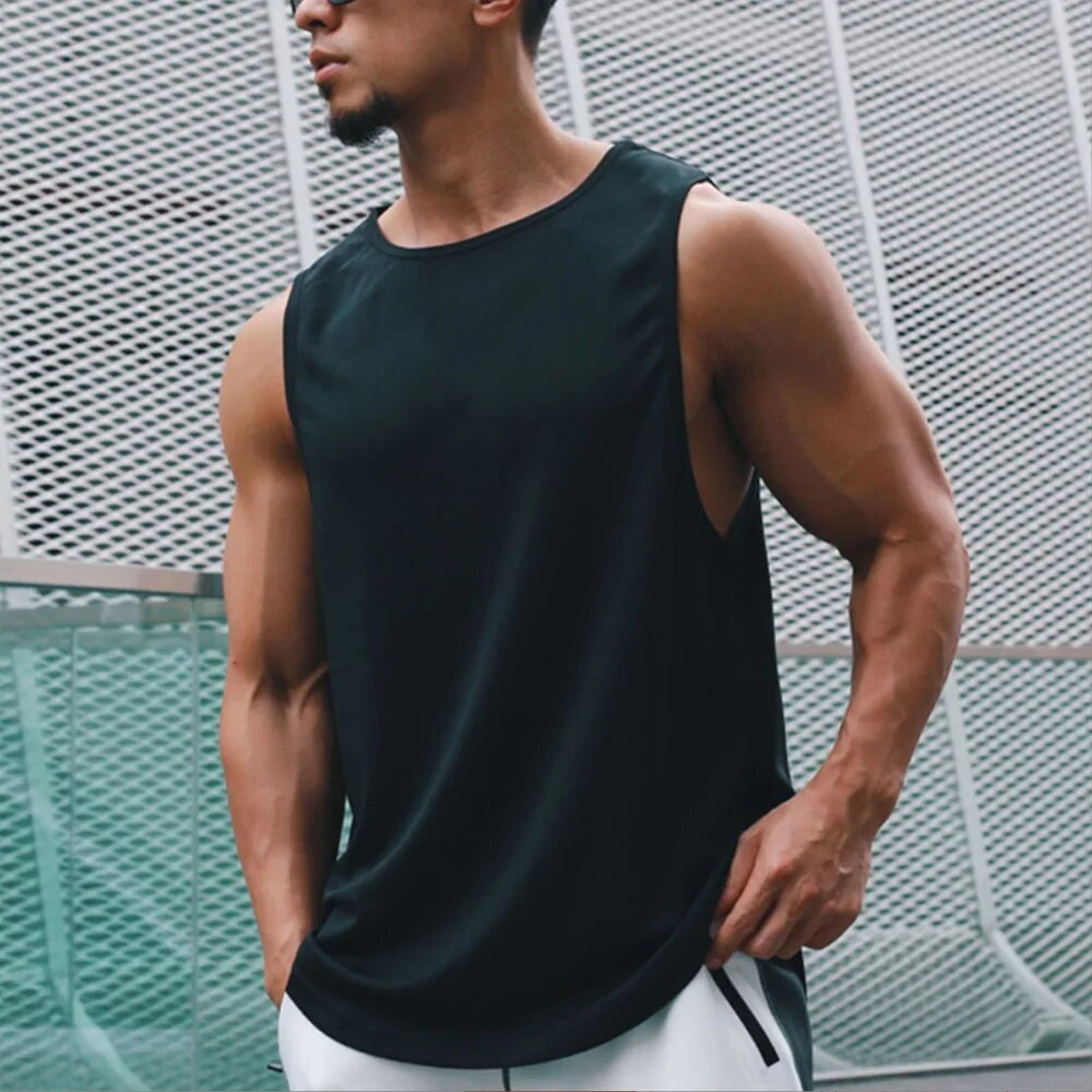 Summer Marathon Quick Dry Running Tank Top, Mens Sleeveless Loose Fit Basketball Training Vest – view 1