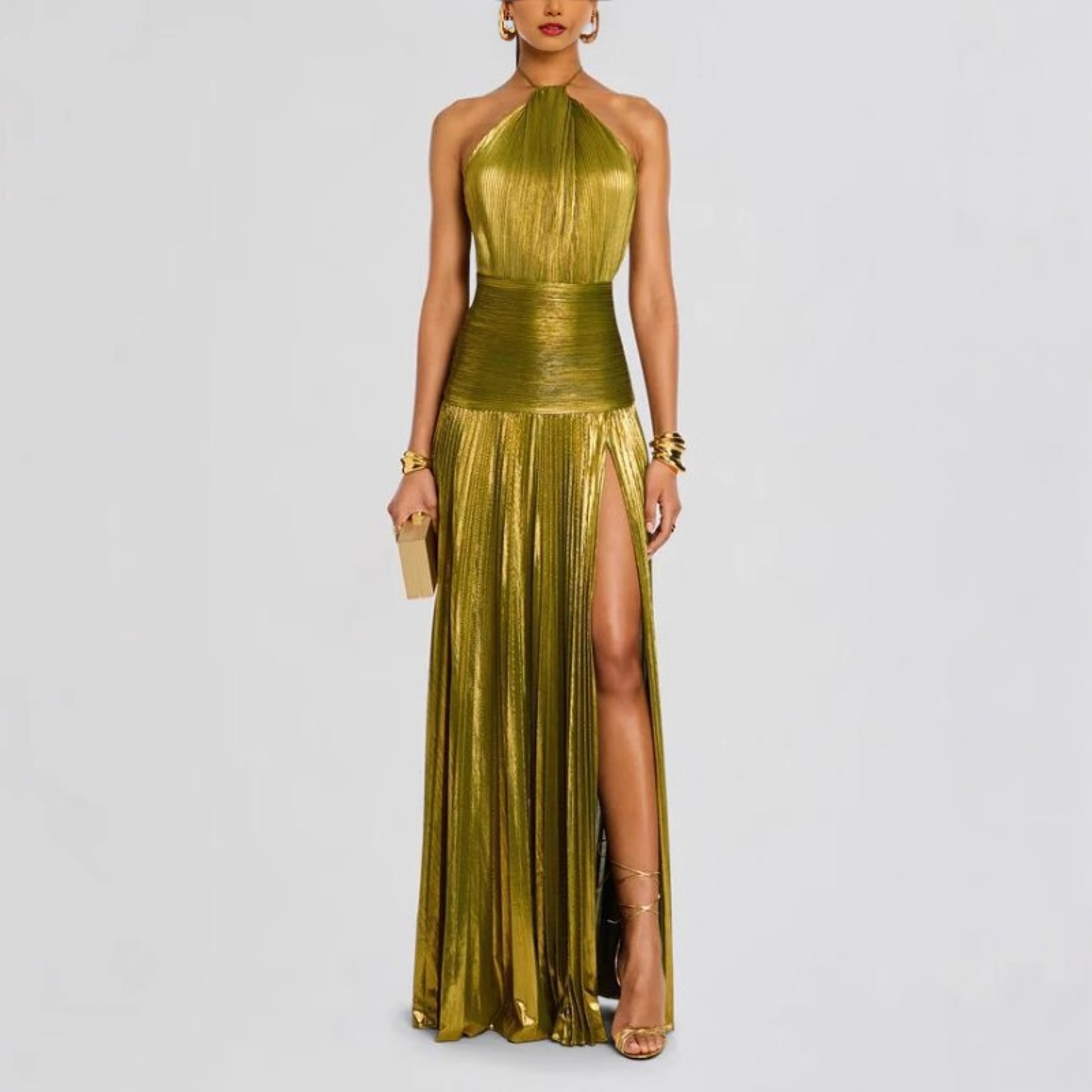 Luxurious Women Corset Party Dress, Sexy Off Shoulder Halter Cocktail Gown, Celebrity Long Prom Guest Dress with Slit – view 1
