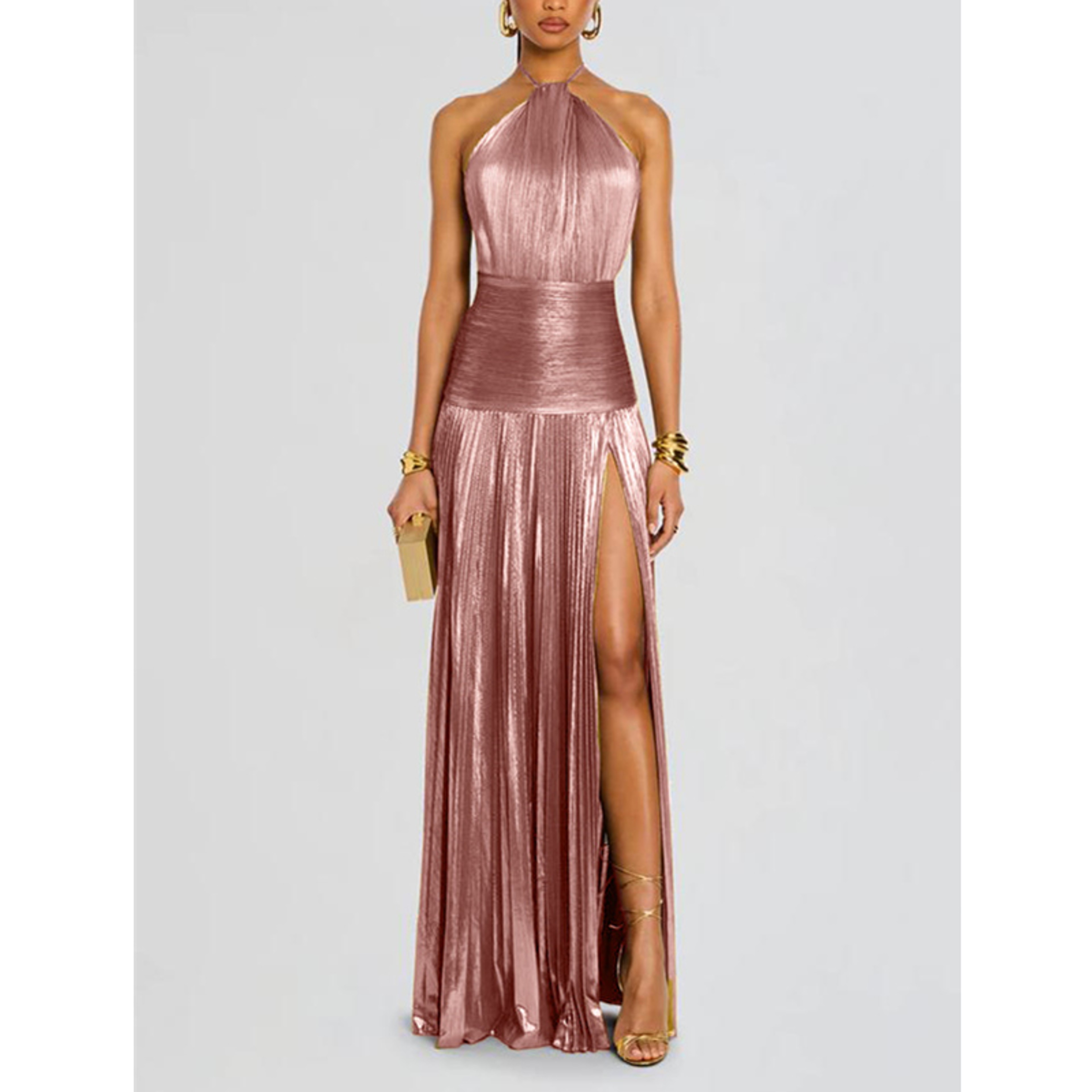 Luxurious Women Corset Party Dress, Sexy Off Shoulder Halter Cocktail Gown, Celebrity Long Prom Guest Dress with Slit – view 10