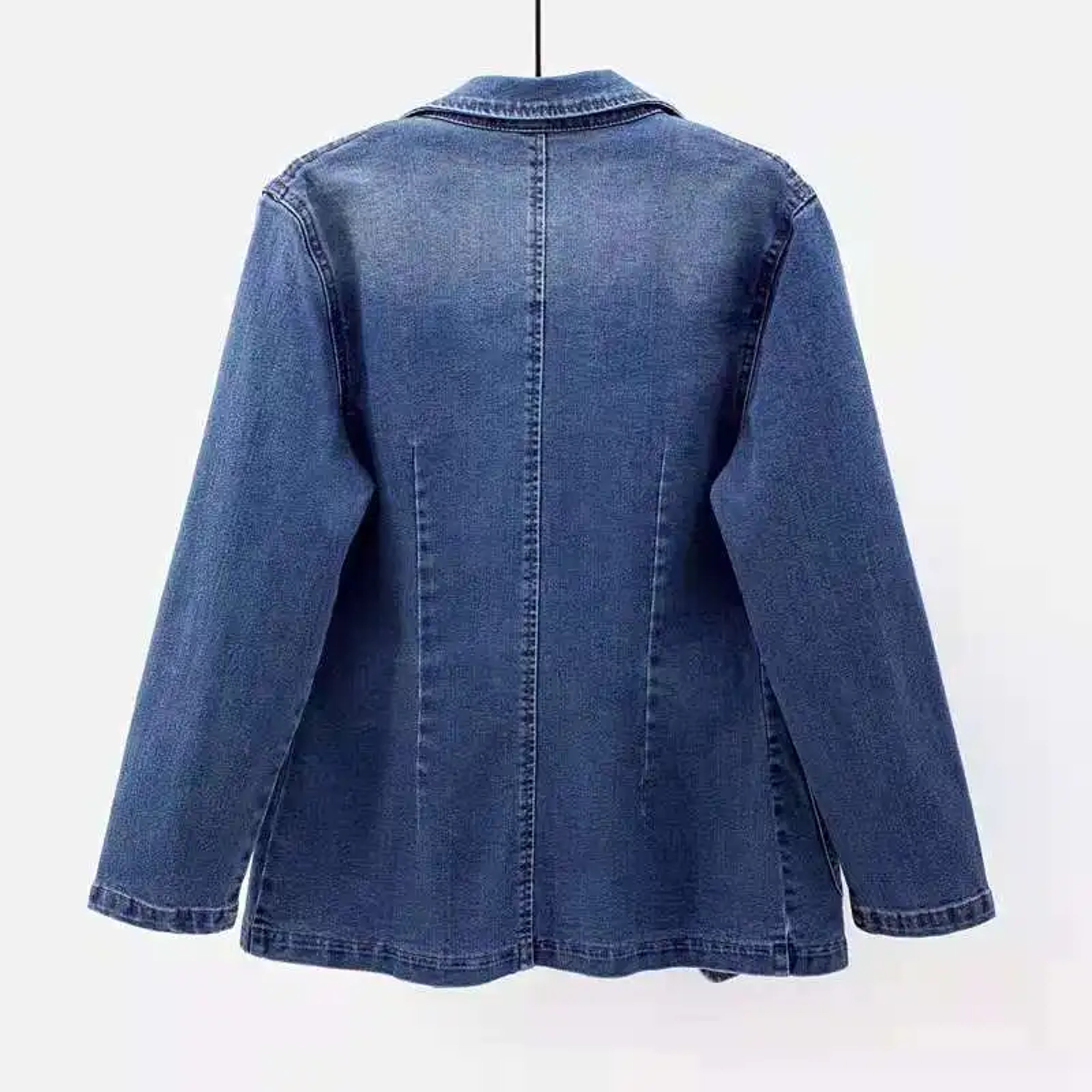 Spring Autumn Denim Jacket Women, Slimming Cardigan Outer Wear, Solid Color Trendy Silhouette Top – view 2