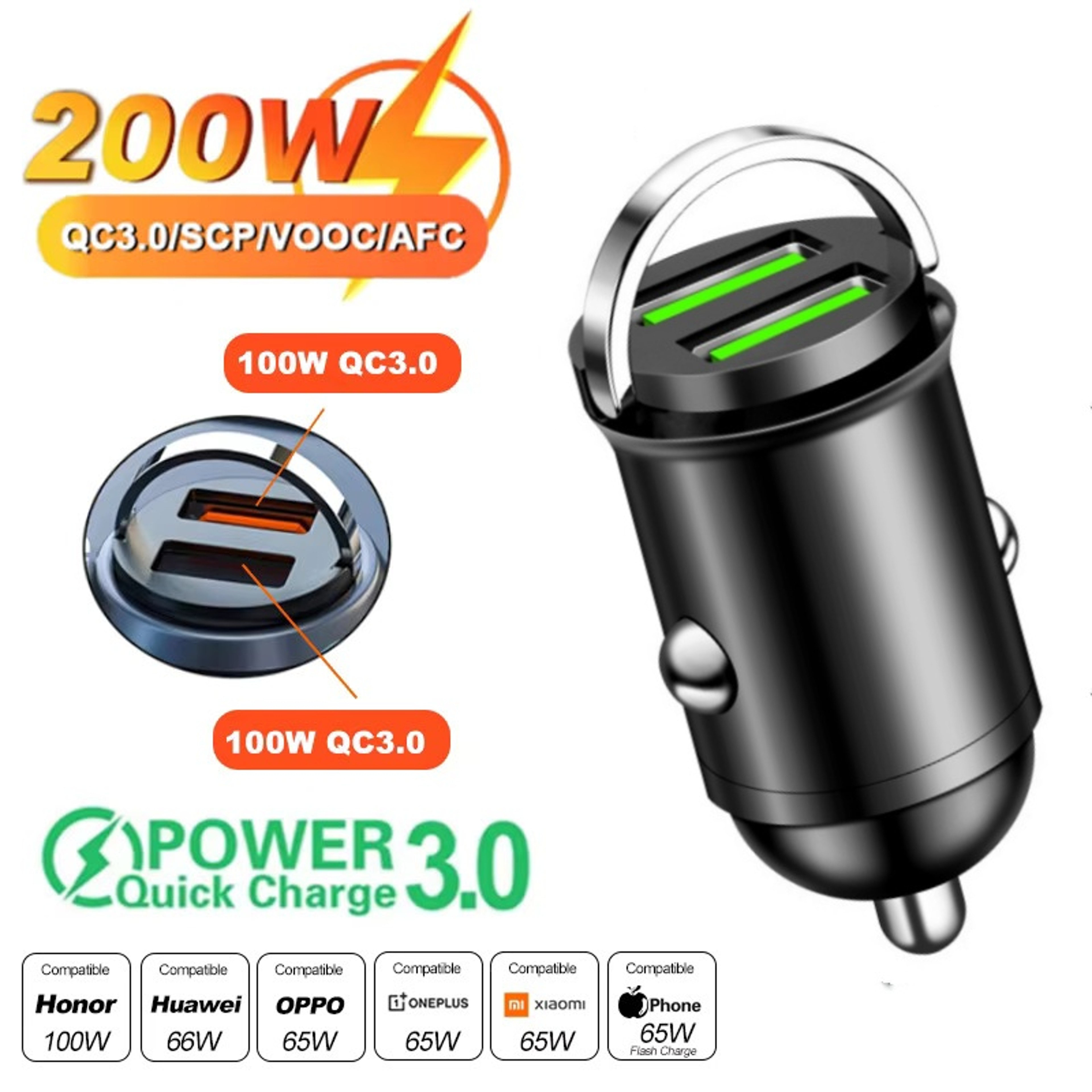 Fast Charging Car USB Type C Charger, QC3.0 Mini Car Charger, Lighter, for iPhone Samsung Xiaomi Huawei – view 9