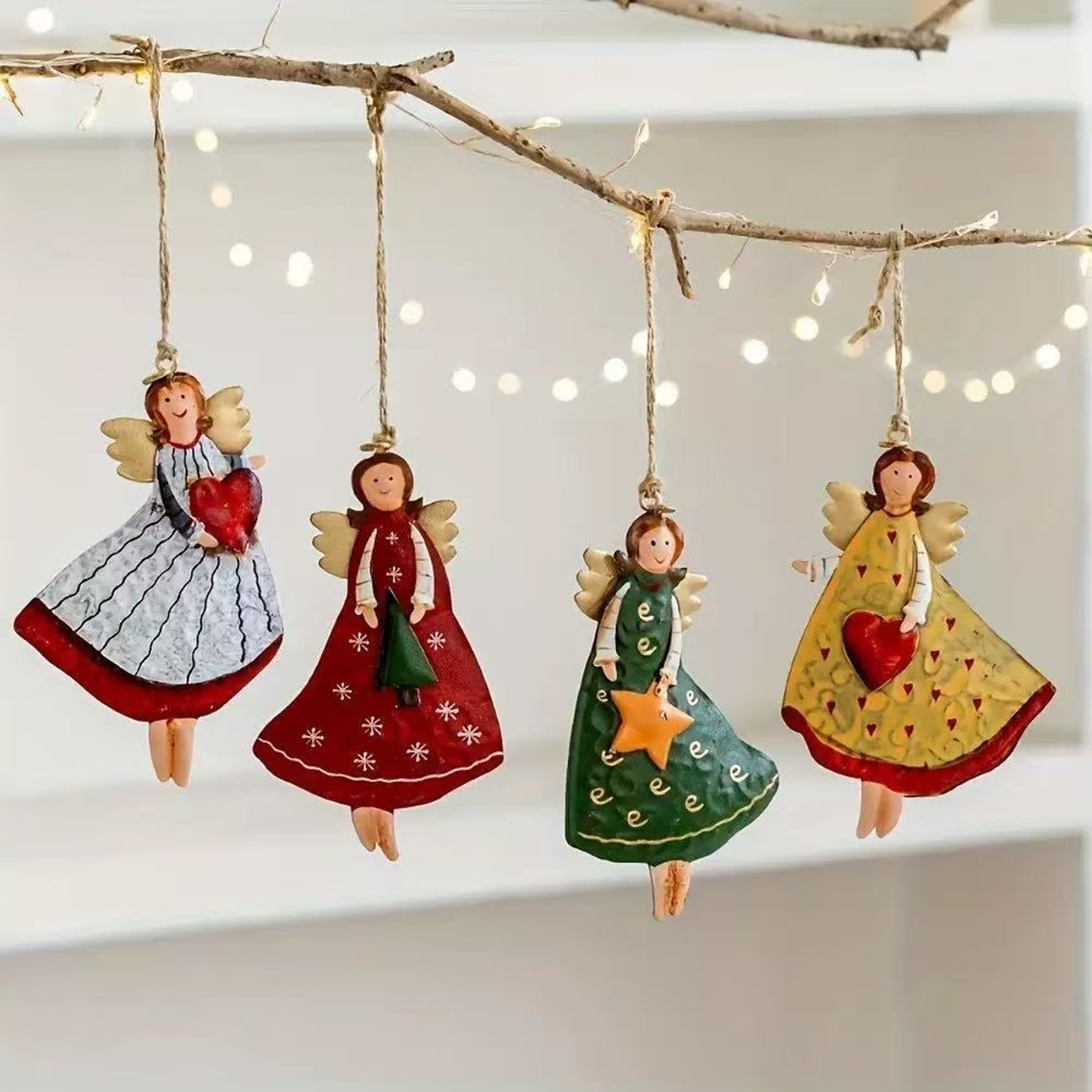 Vintage Angel Hanging Decor Fantasy Wooden Charismes Tree Hanging Ornament Navidad Decor for Home New Year Gift – view 7