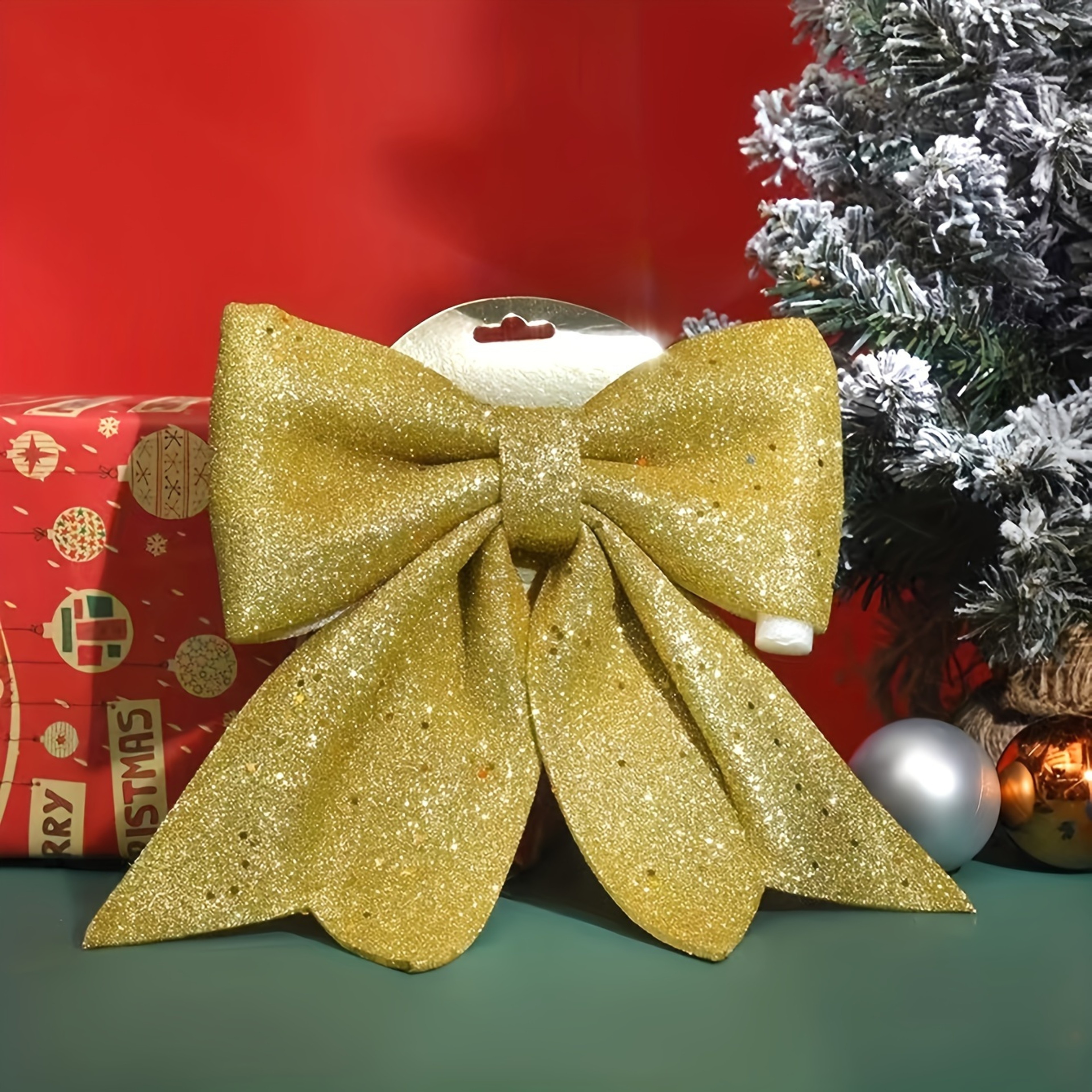 Holiday Dress Props Christmas Decorations DIY Accessories, Christmas Sequined Bow Christmas Tree Ornaments for Crafts – view 8