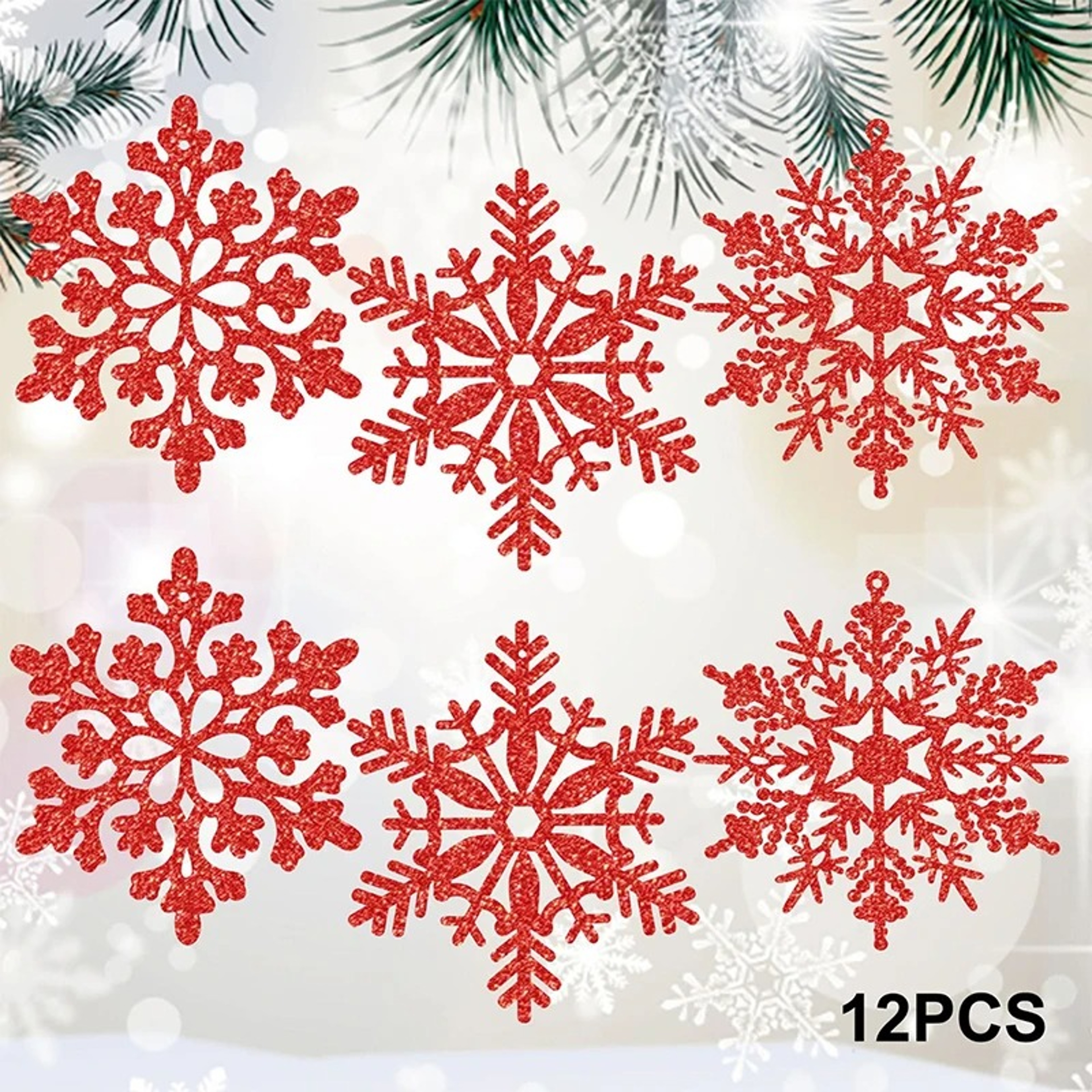 Pulp Plastics Paper Snowflake Ornaments, White Glitter Raw Decor, Christmas Venue Decoration – view 12