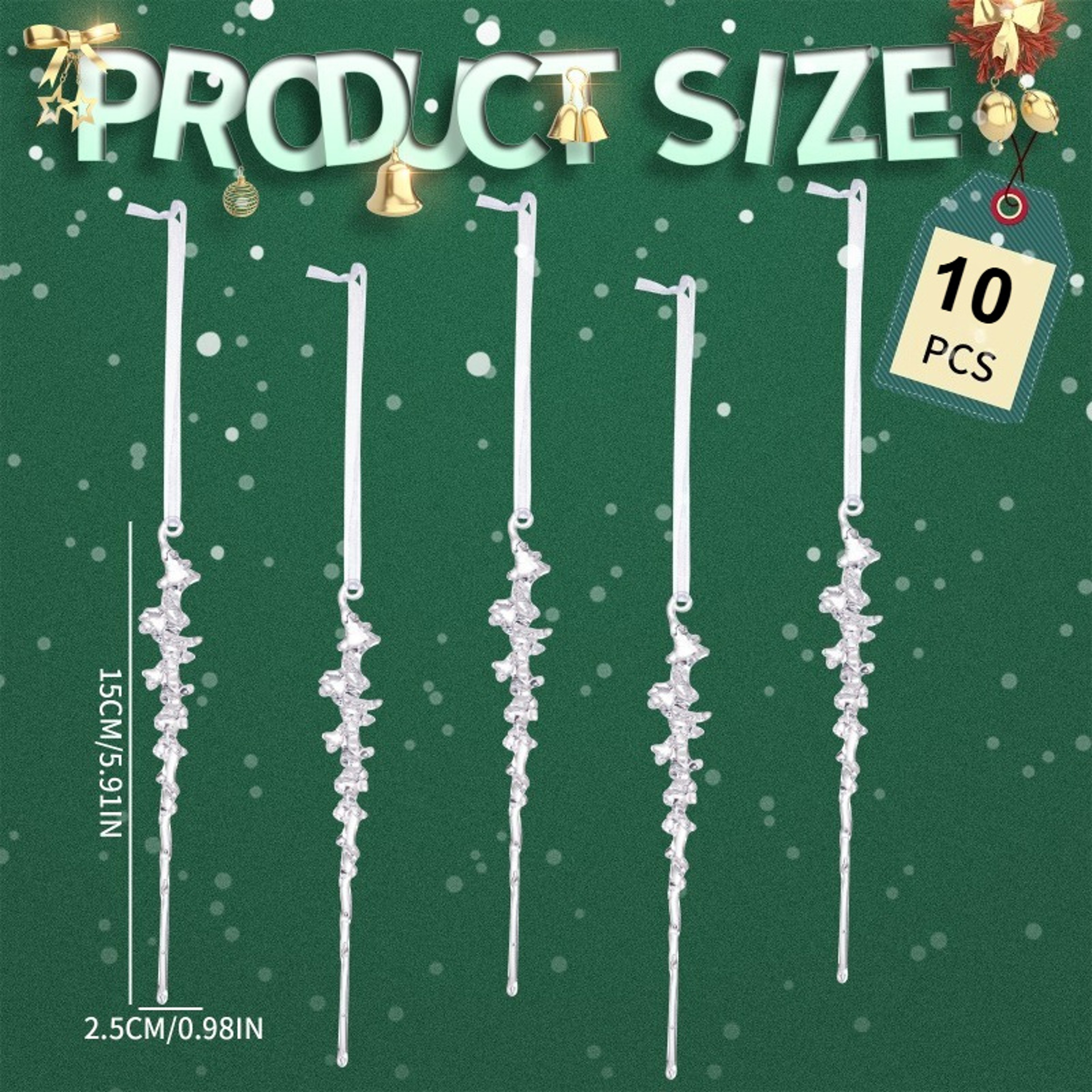 Dangling Crystal Pendants for Christmas Tree, Elegant Acrylic Icicle Ornaments, Frosty Clear Holiday Decorations – view 6