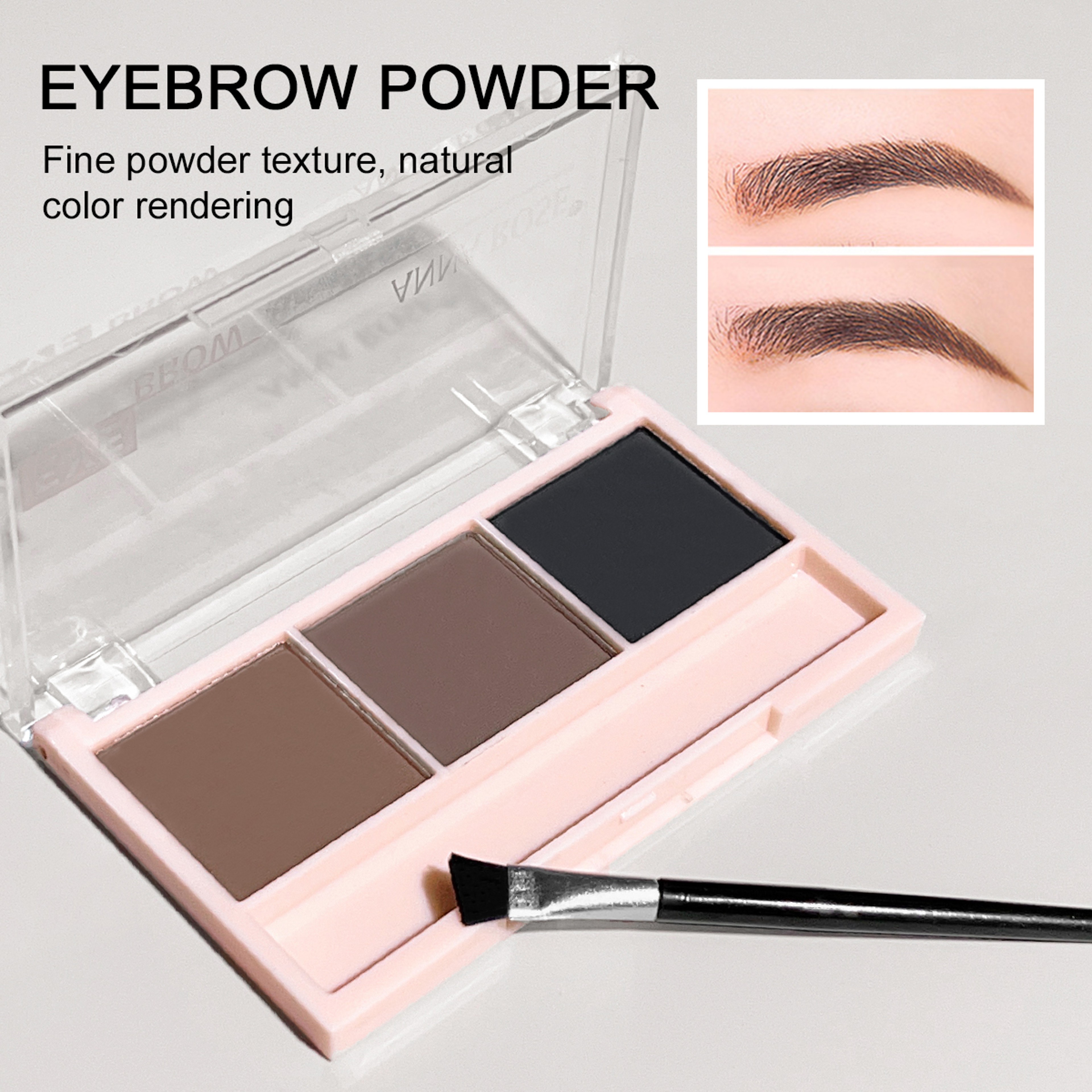 Waterproof Three Color Eyebrow Powder, Sweat Proof Natural Long Lasting, Three Dimensional Eyebrow Shape Palette – view 3