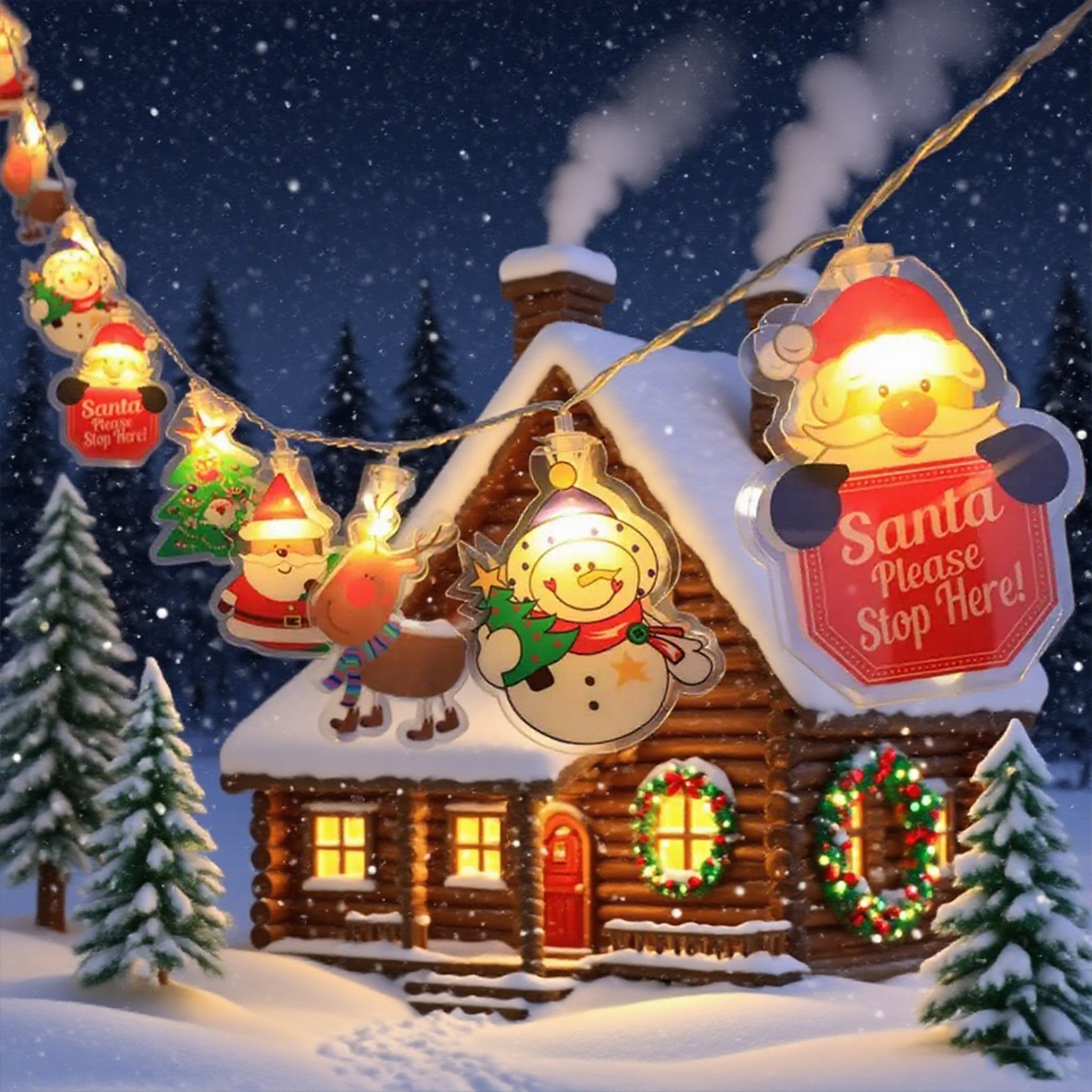 Christmas Tree, Santa Claus, Snowman, Reindeer LED String Lights Mix Pattern Fairy Lamps for Home, Garden, Holiday Party – view 2