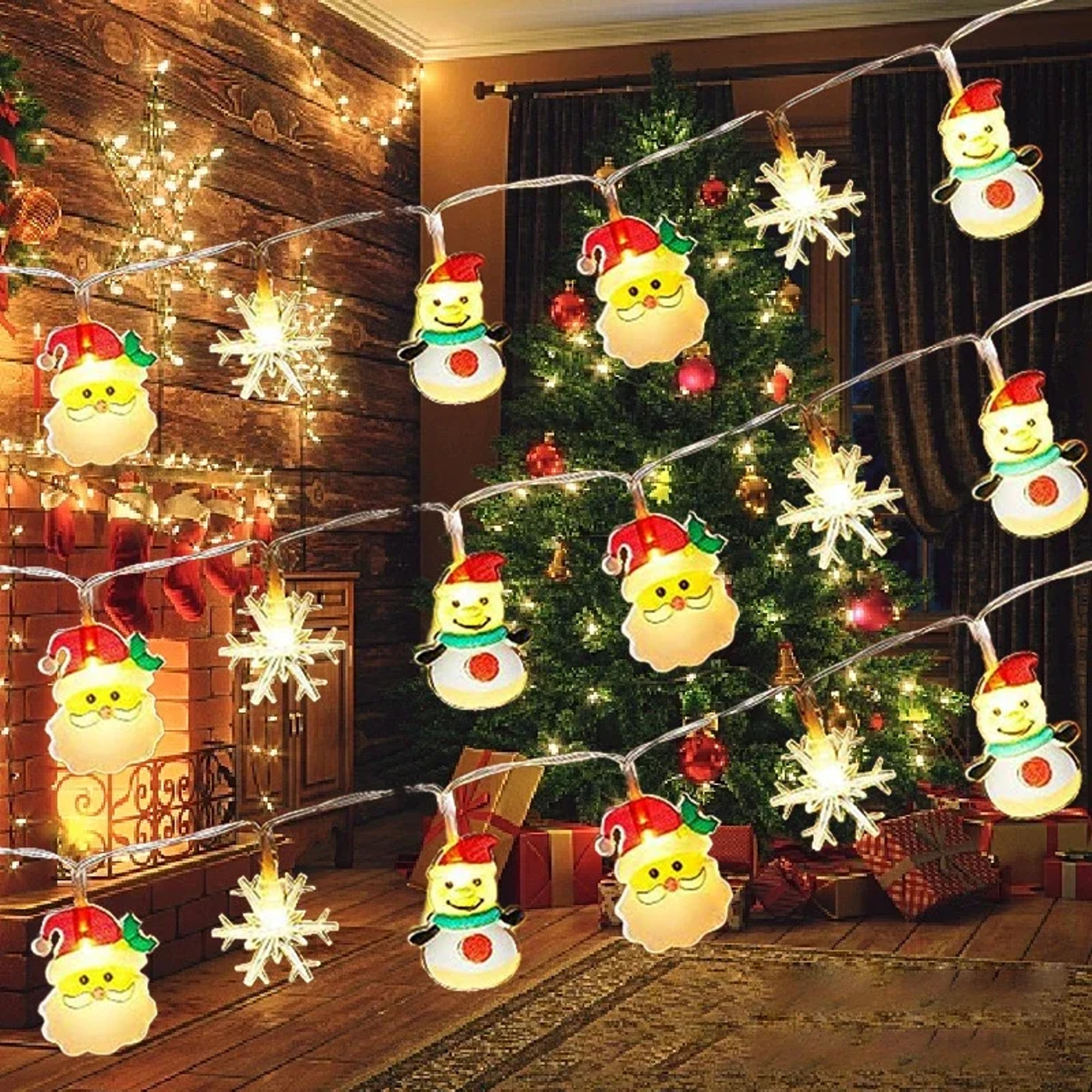 Santa Claus Snowman LED Christmas Lights String, Battery Operated Garland for Holiday Party and New Year Decoration – view 5