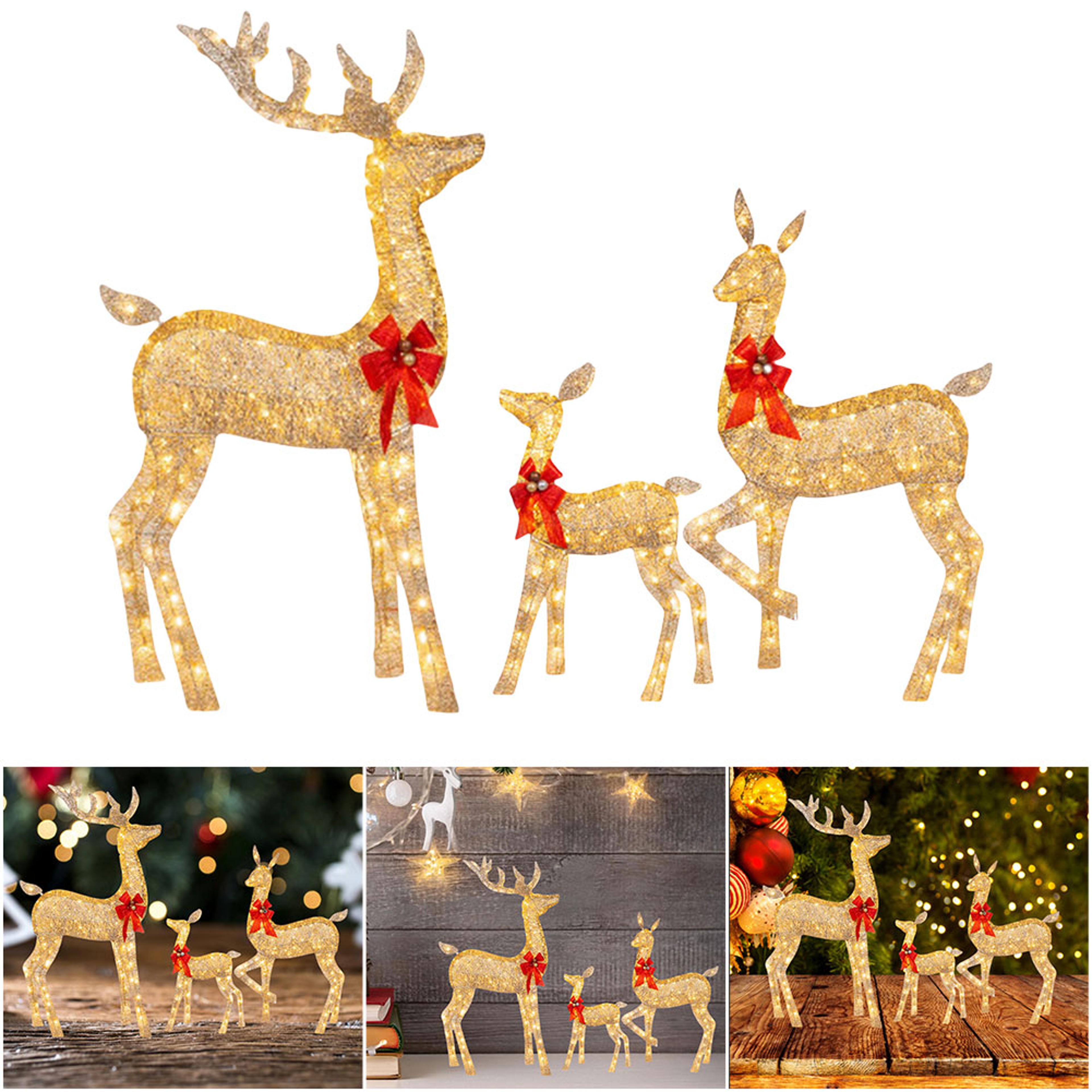 Cute Lighted Reindeer Xmas Decoration, Christmas Yard Light Up Display, Lawn Garden Patio Holiday Decor Set – view 1