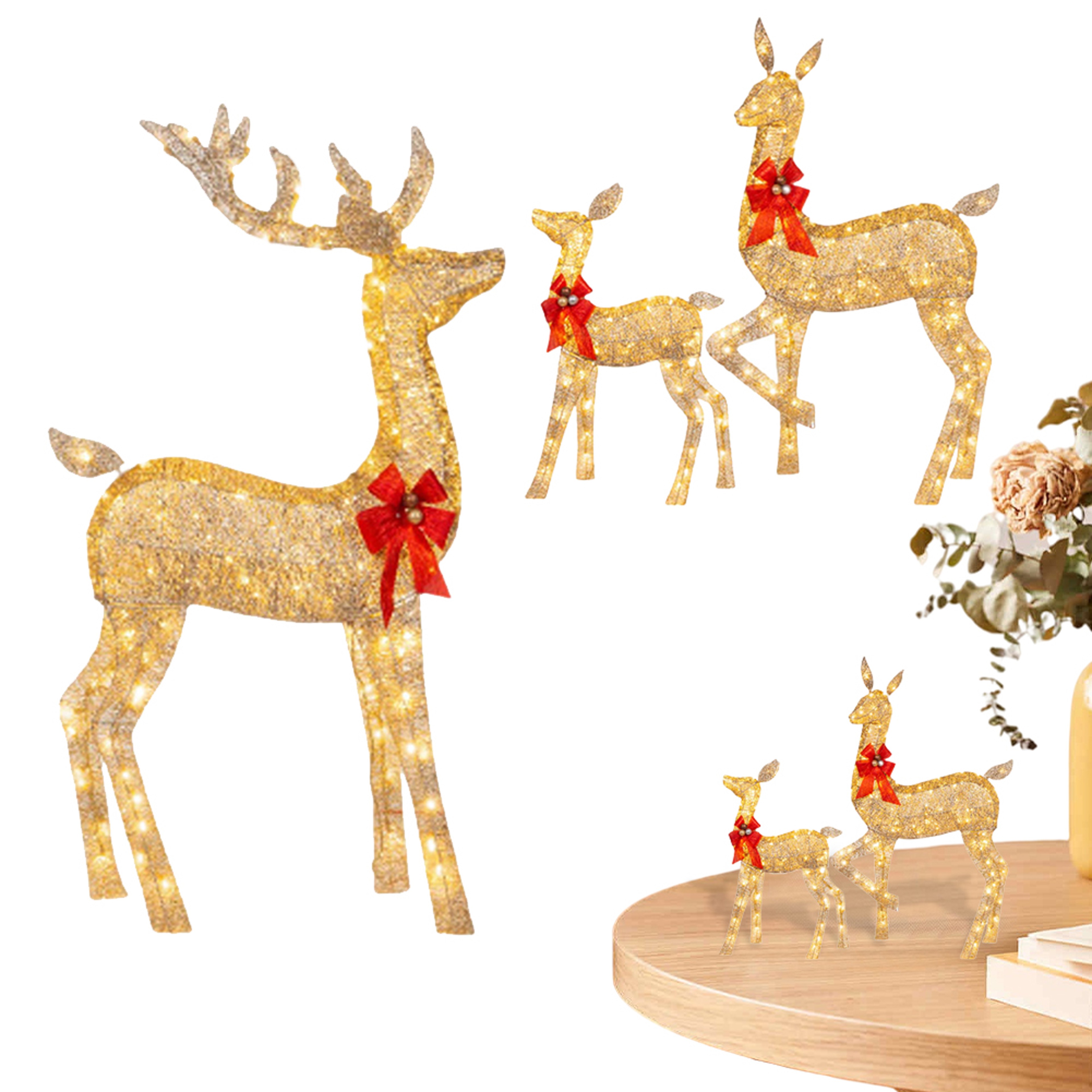 Cute Lighted Reindeer Xmas Decoration, Christmas Yard Light Up Display, Lawn Garden Patio Holiday Decor Set – view 6