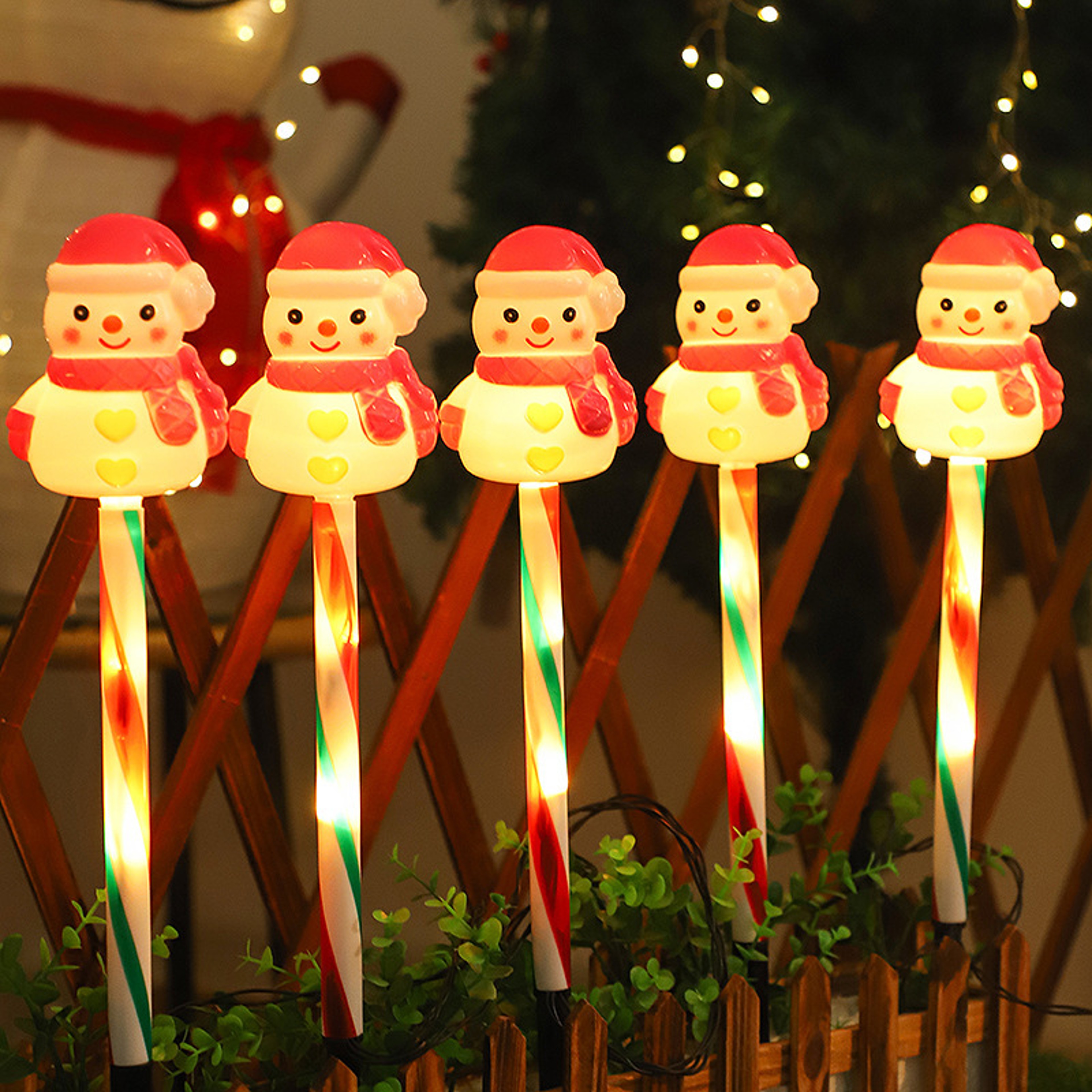 Christmas Solar Lantern Garden Light, Santa Claus Snowman Plug in Light, Outdoor Lawn Decoration, Festive Courtyard – view 3
