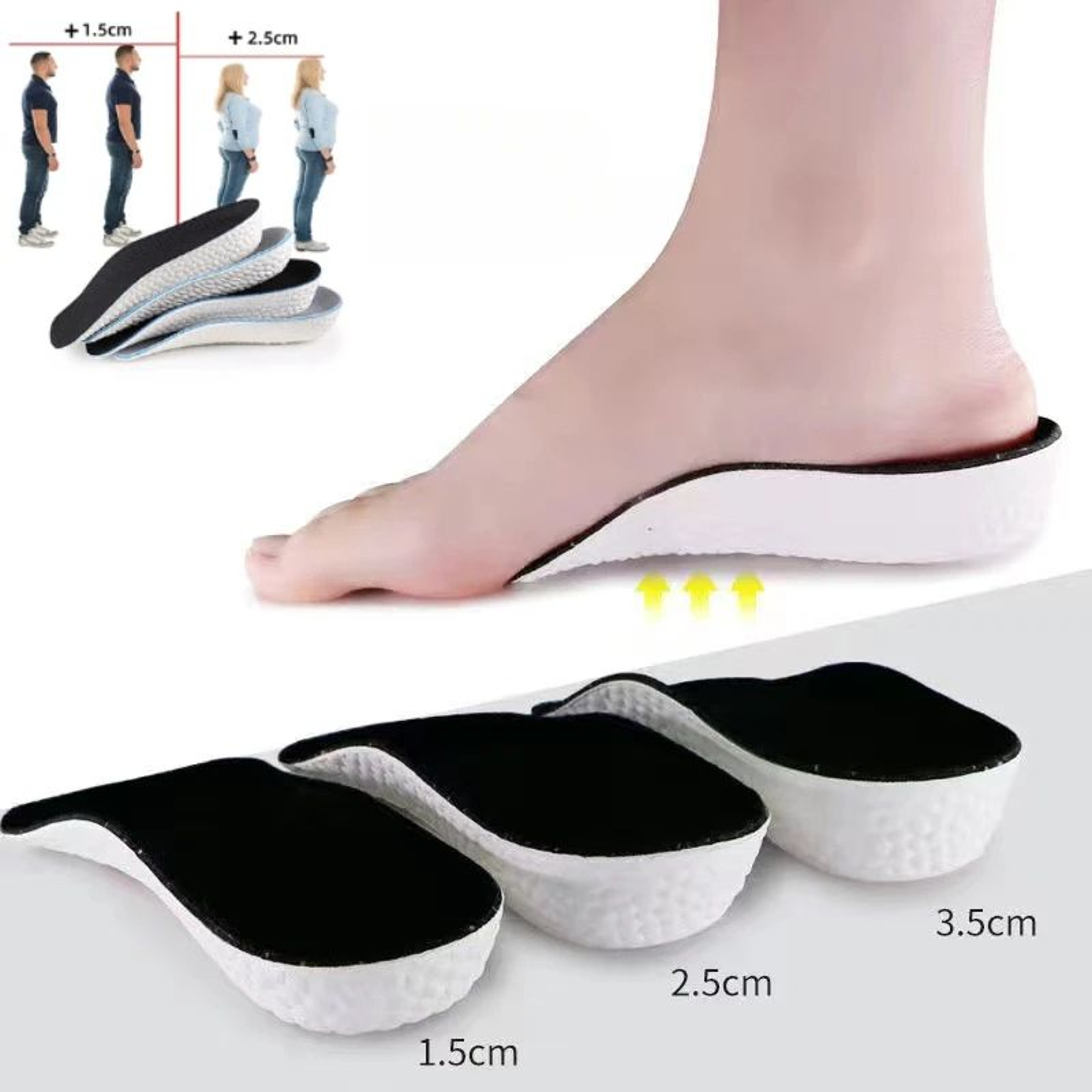 Orthopedic Height Increase Insoles for Men & Women, Arch Support Shoe Inserts, Memory Foam Heel Lift Pads for Flat Feet – view 1