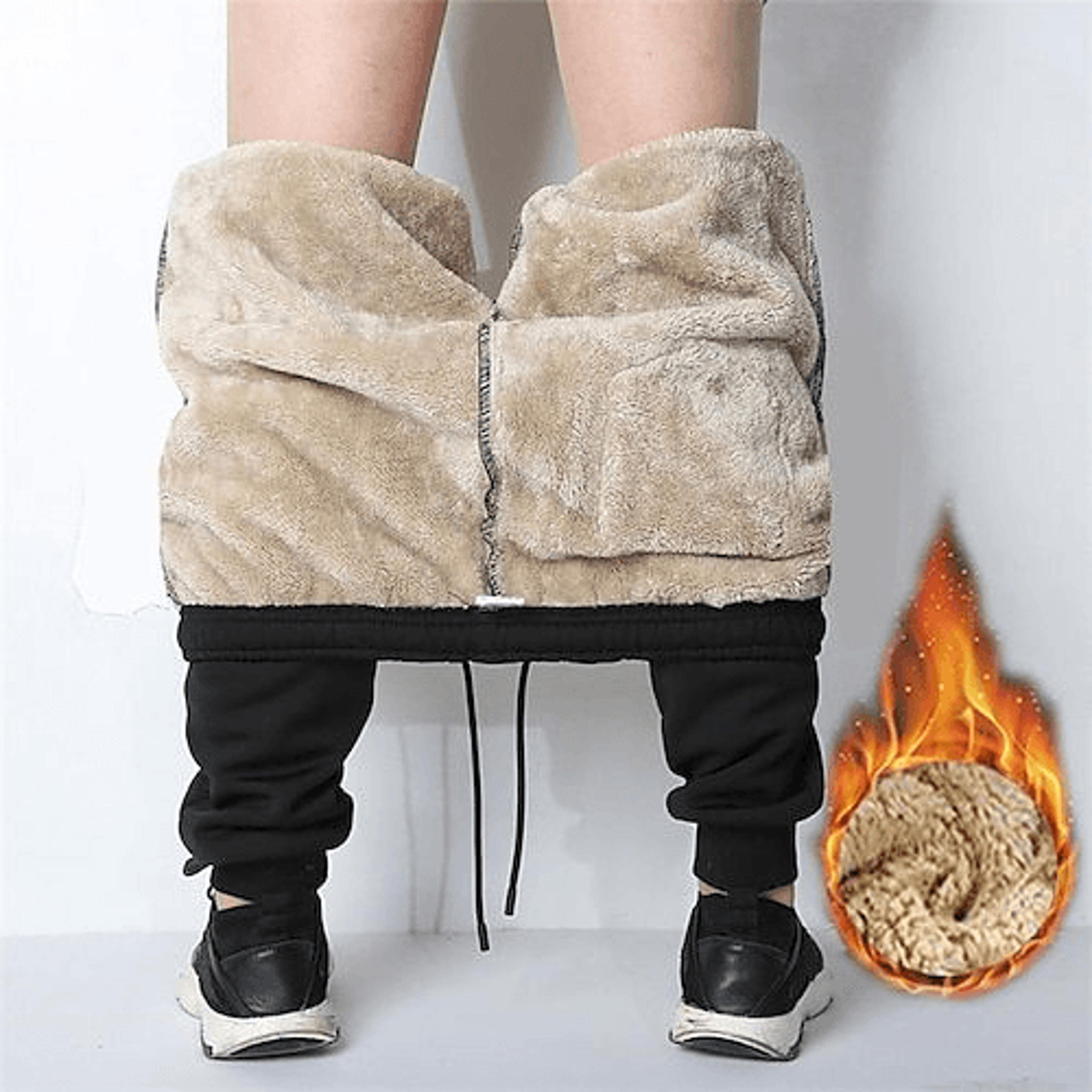 Men Thermal Fleece Sweatpants Winter Casual Warm Lambswool Trousers Windproof Cotton Plush Thick Sw