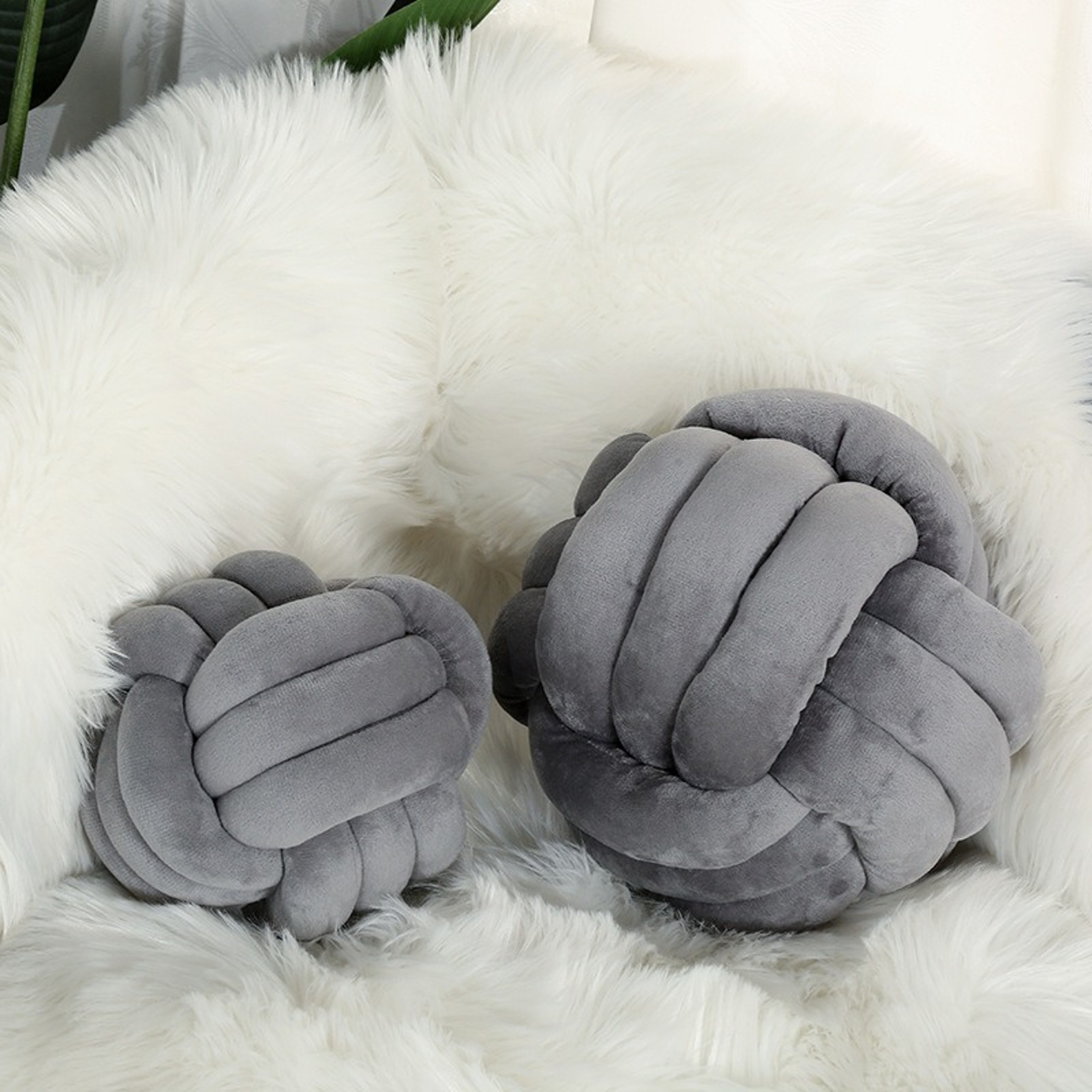 Luxury Glossy Accent Pillow With Tassel Details Braided Cord Knot Ball Cushion For Sofa Bohemian St 2
