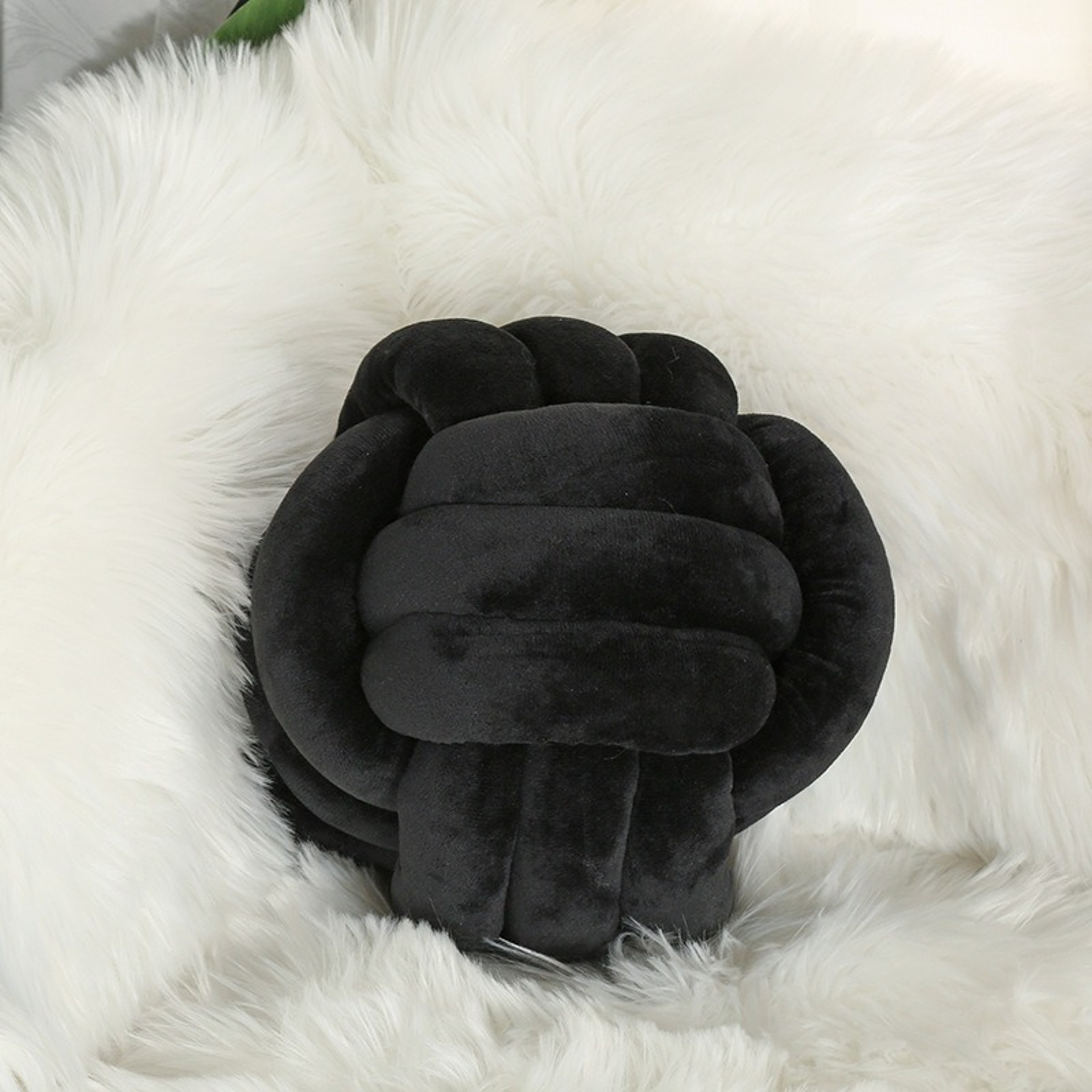 Luxury Glossy Accent Pillow With Tassel Details Braided Cord Knot Ball Cushion For Sofa Bohemian St 3