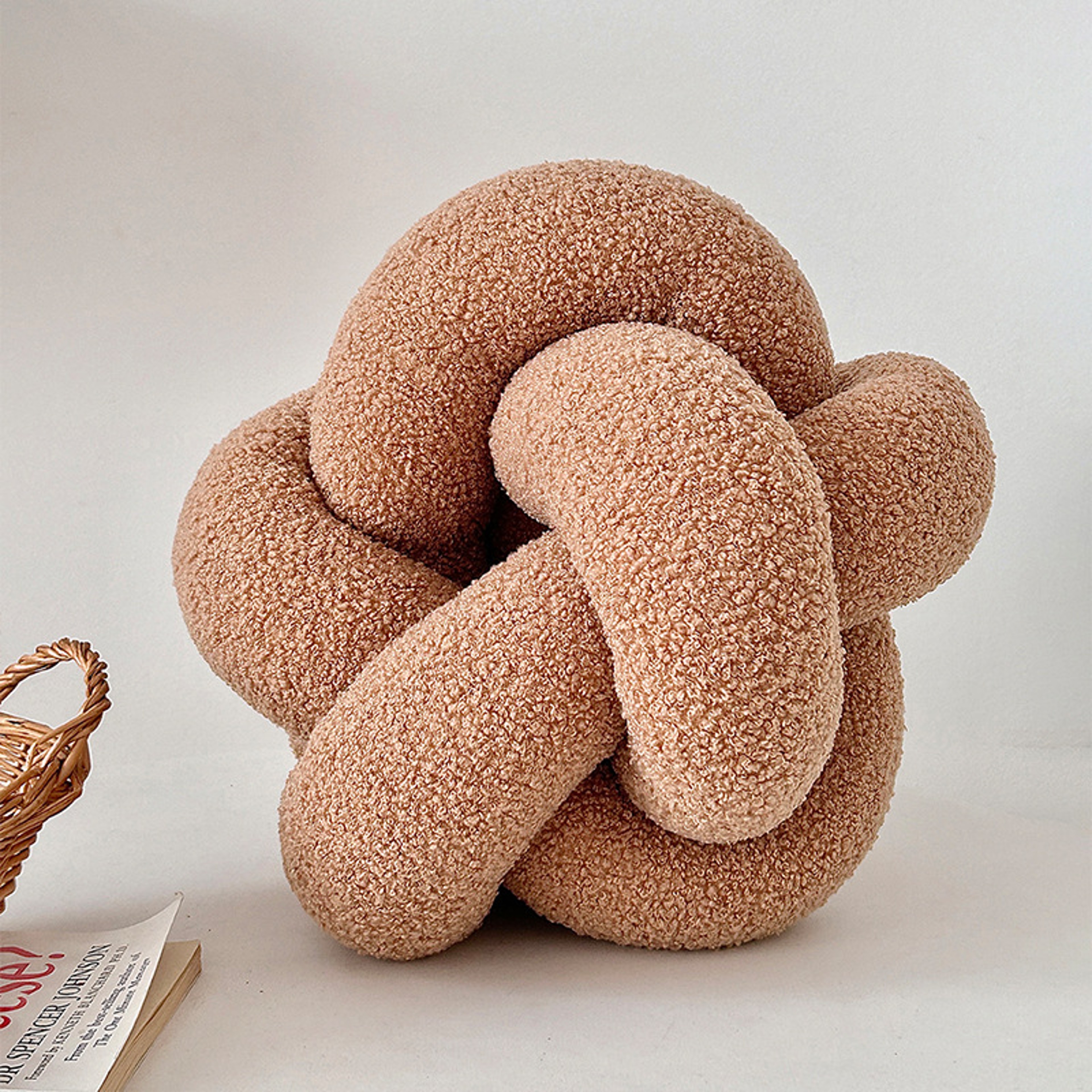 Single-Standed Knotted Ball Pillow, Lamb Velvet Sofa Cushion, Bed Backrest – view 10