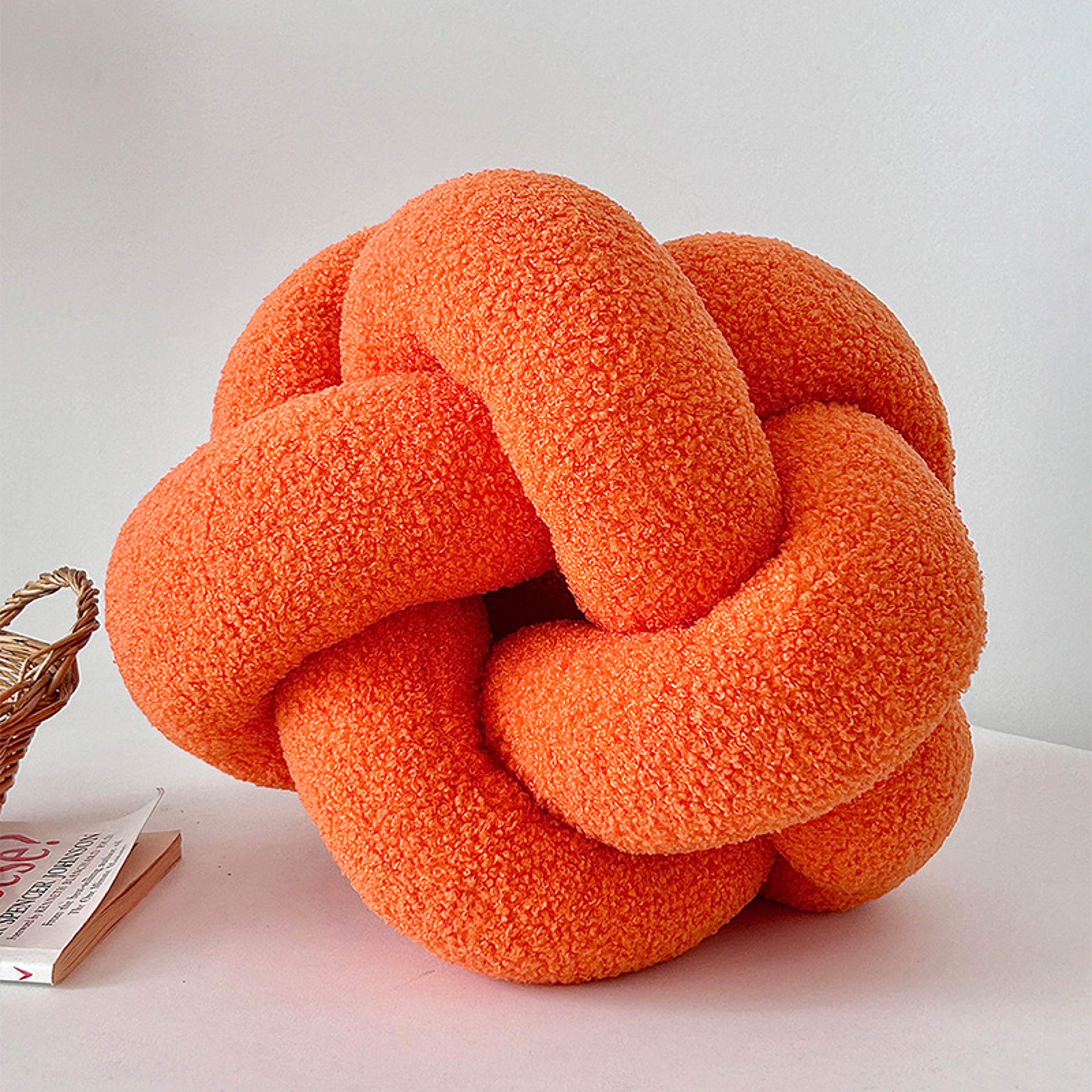 Single-Standed Knotted Ball Pillow, Lamb Velvet Sofa Cushion, Bed Backrest – view 11