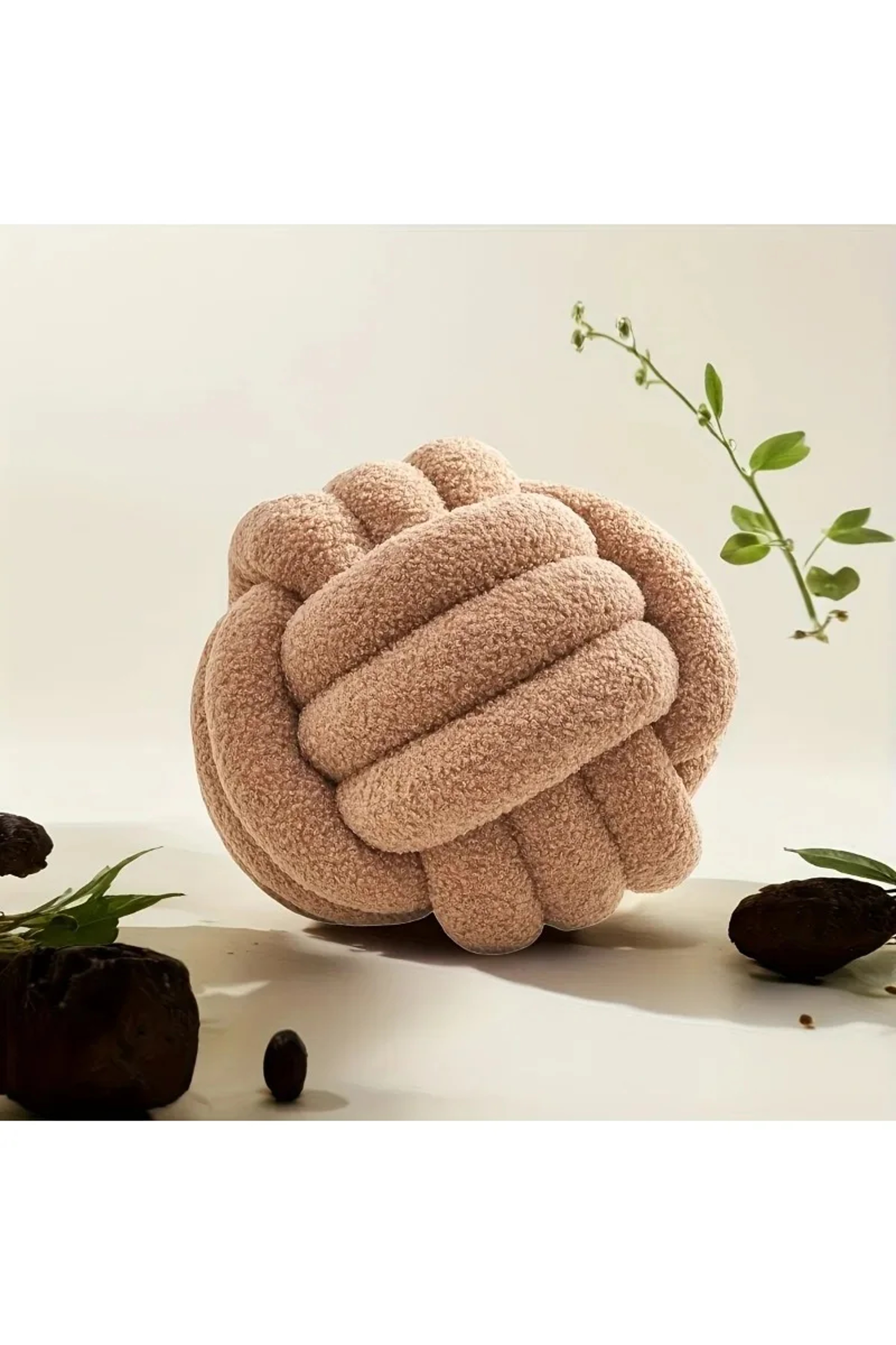 Woven Ball Pillow for Home Bedroom Decoration, Knotted Cushion with Backrest, Round Ball Shape Bed Cushion for Sofa – view 9