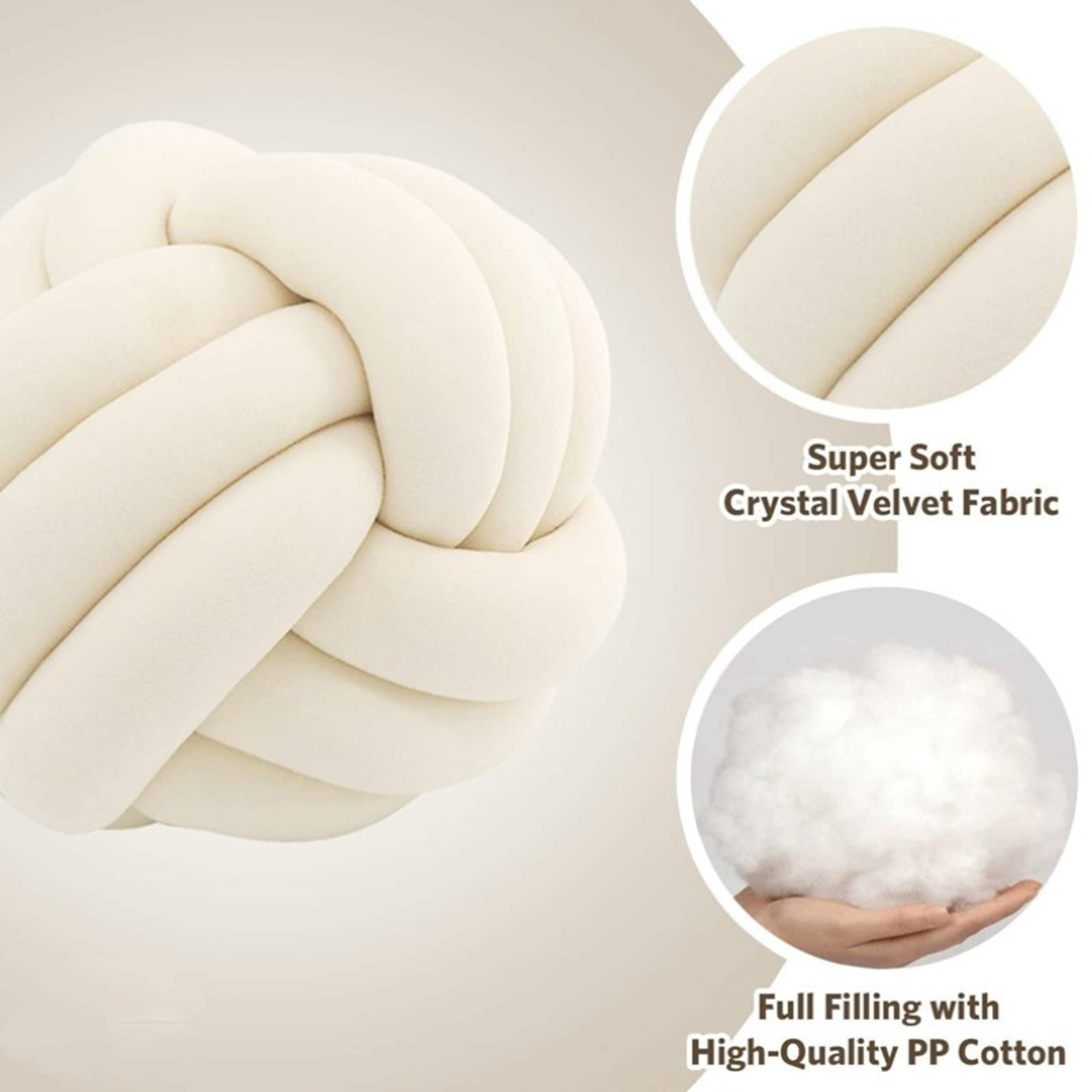 Modern Soft Big Cushion, Handmade Art Decor Knot Ball Throw Pillow for Home Sofa, Cozy Decorative White Christmas Cushio – view 2