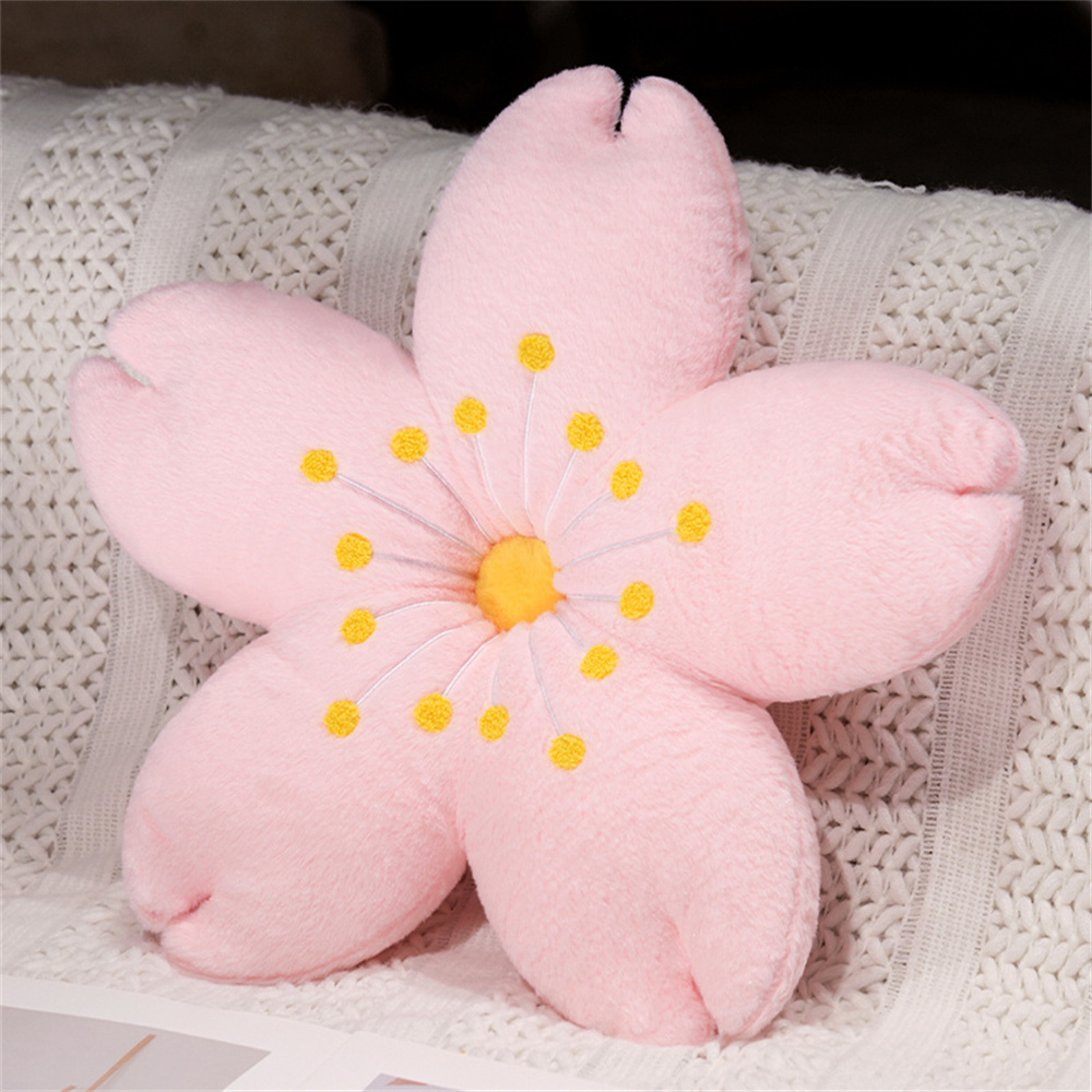 Cherry Blossom Floor Seat Cushion Plush Tatami Cushion Pink Cherry Petals Pillow 3
