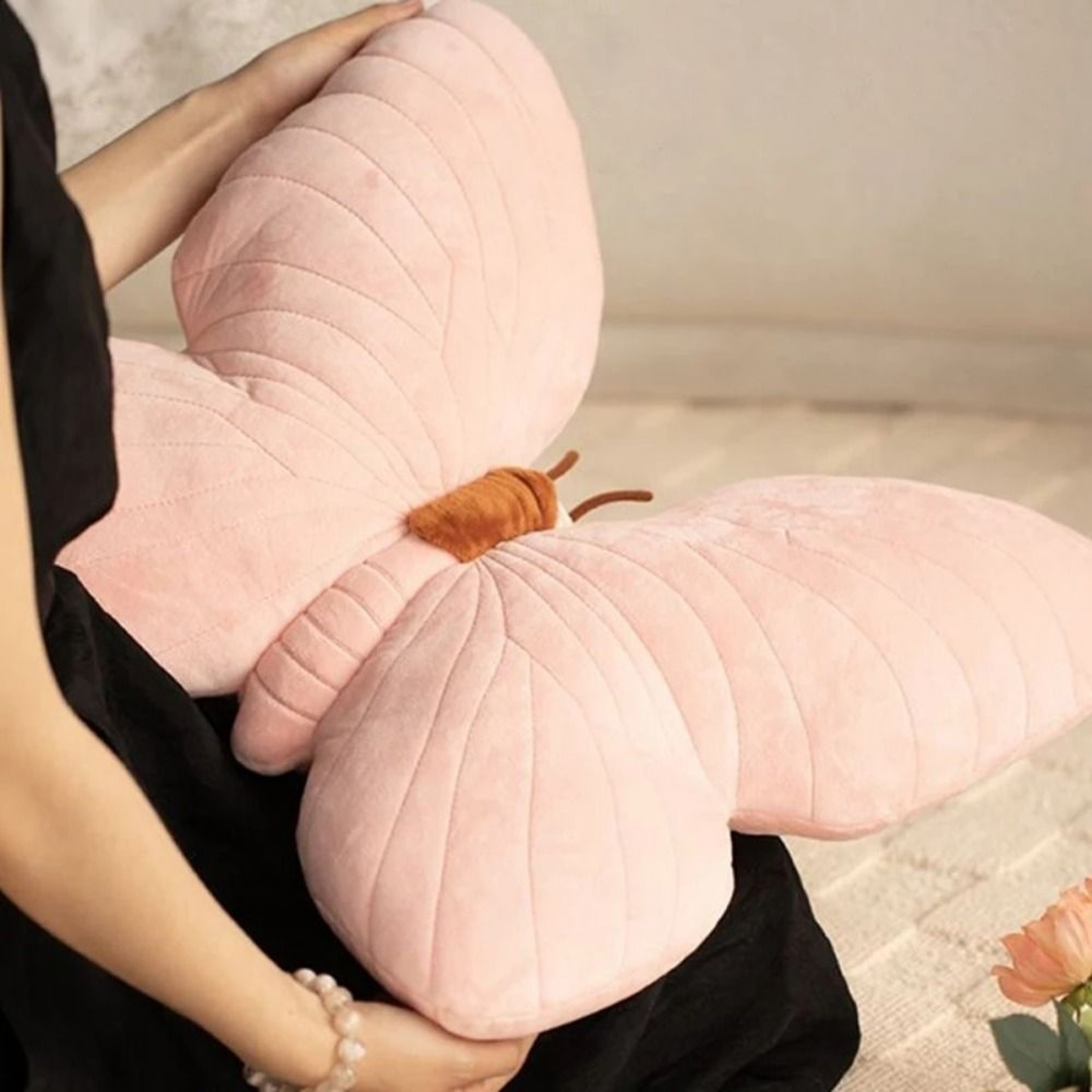 Cute Butterfly Pillow Throwing Pad Short Plush Cushion Pink Toy For Bedroom Sofa Home Textile Cushi 3