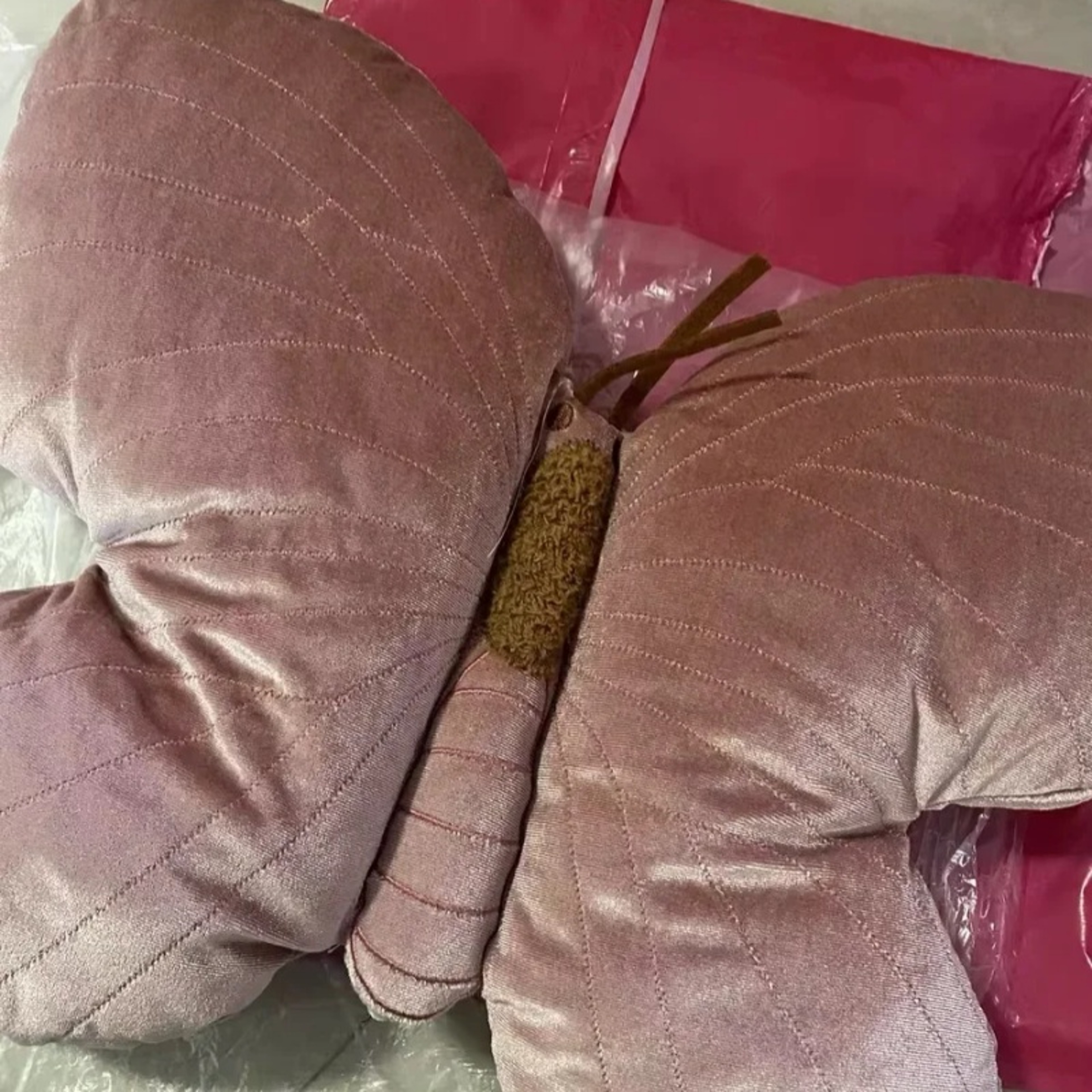 Pink Butterfly Cushion Throw Pillow, Decorative Animal Pillow for Kids, Living Room Bed Butterfly Decor – view 2