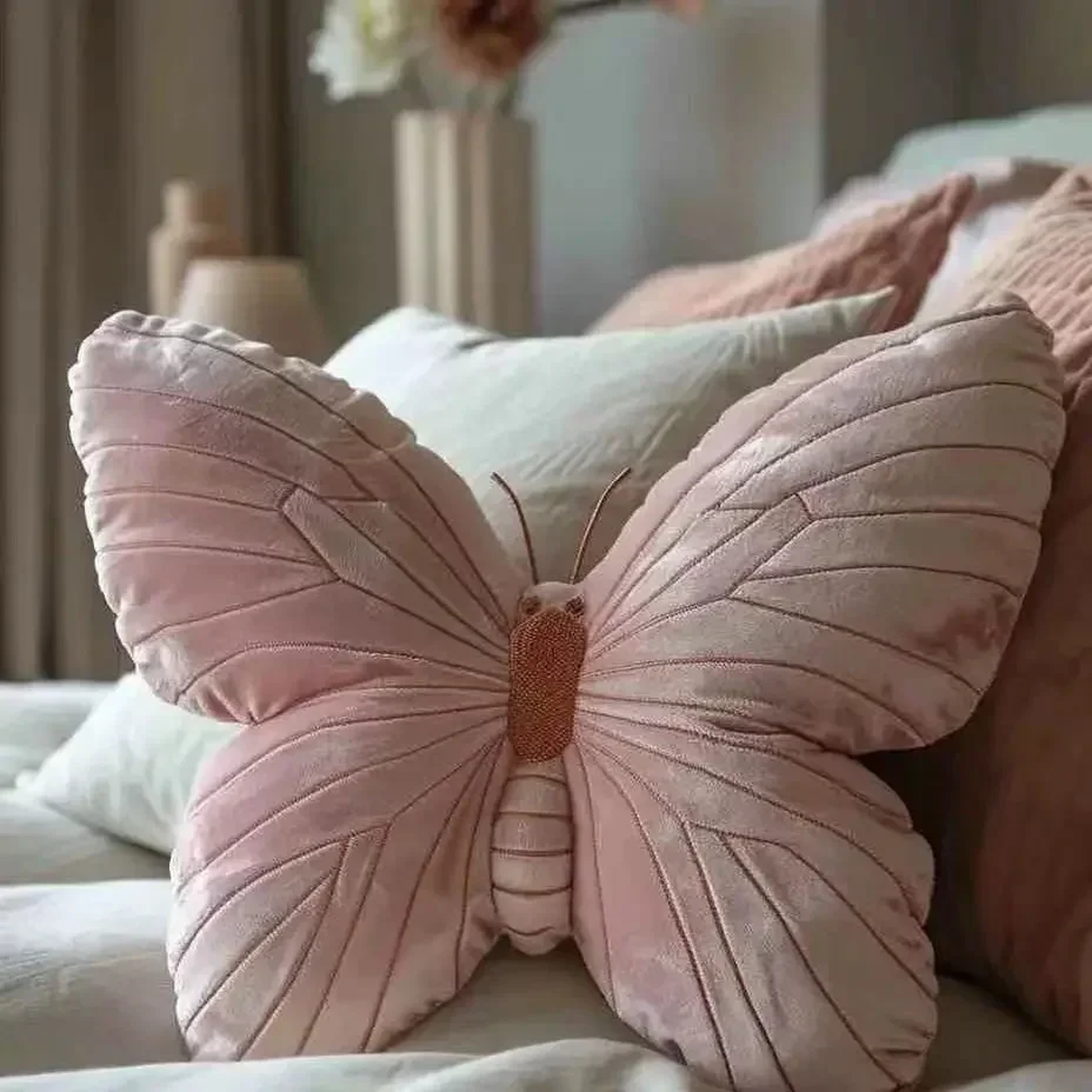 Soft Pink Butterfly Shape Pillow Cute Original Chair Cushion And Bedside Cushion For Home Decoratio 6
