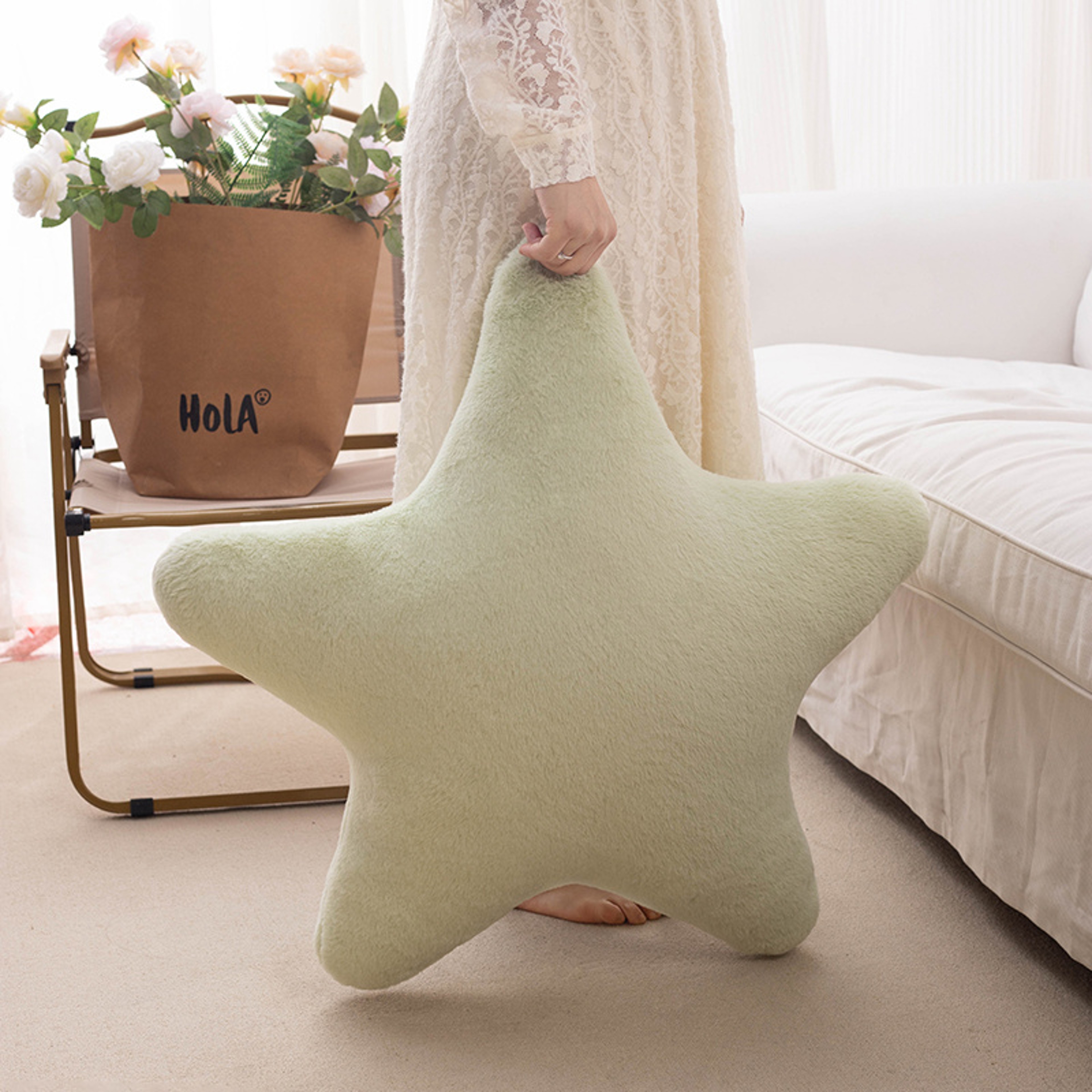 Colorful Star Plush Pillow Natural Sky Stuffed Cushion - Pink Yellow Blue Green Cream Sofa Chair Bed Decor – view 6