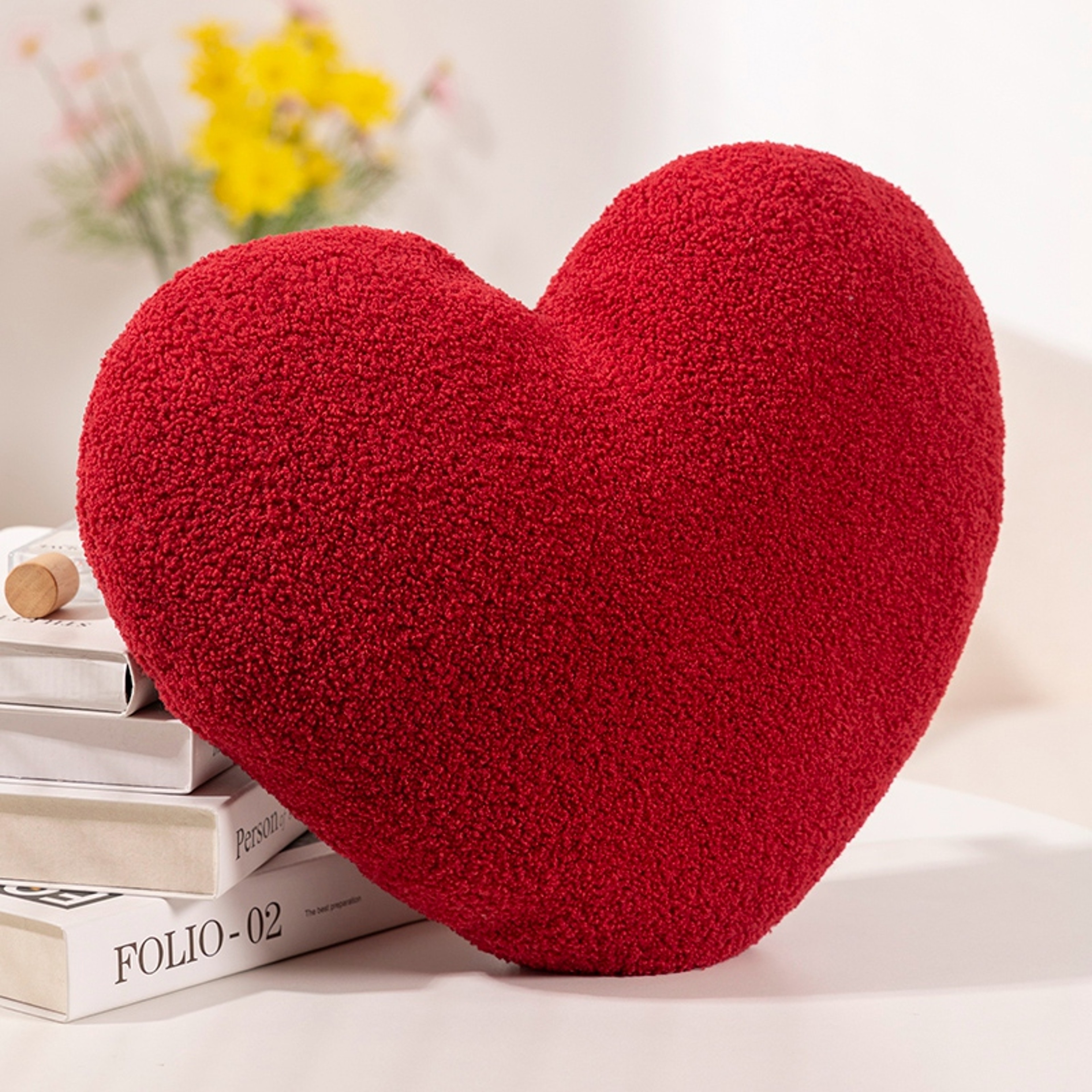 Heart Shape Throw Pillow Cushion, Red Plush Doll Kids Toy Lover Gift for Wedding Party Decor – view 2