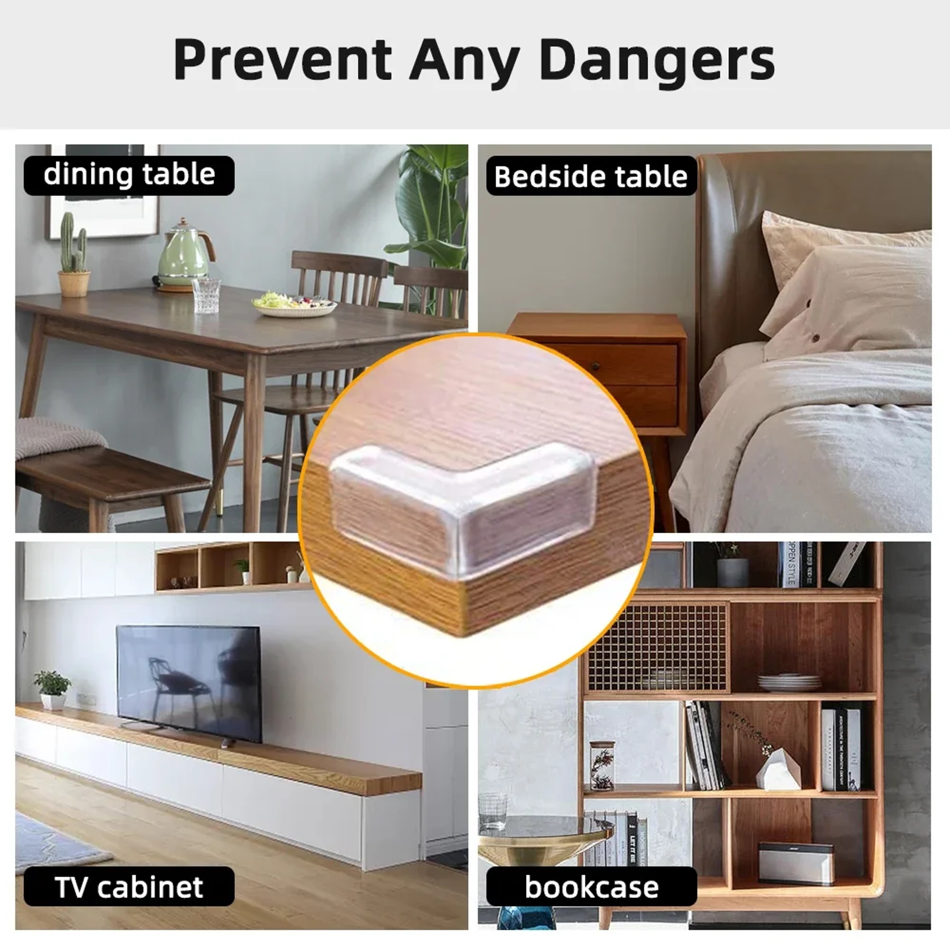 Set High Resistant Adhesive Gel Baby Proof Guards Clear Silicone Furniture Corner Protection 4