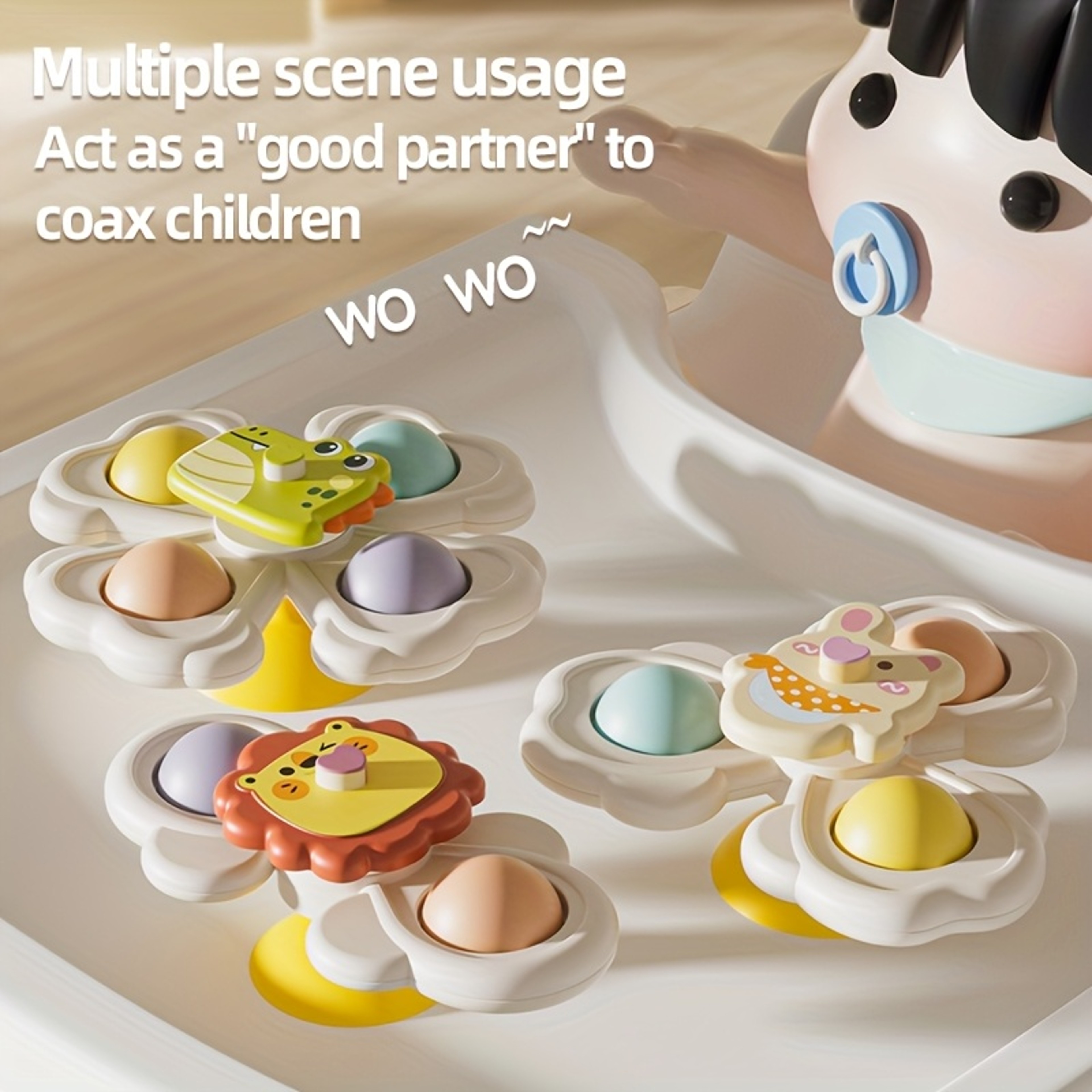 Suction Cup Spinning Top Toy, Colorful Cartoon Animal for Desktop and Wall Use – view 4