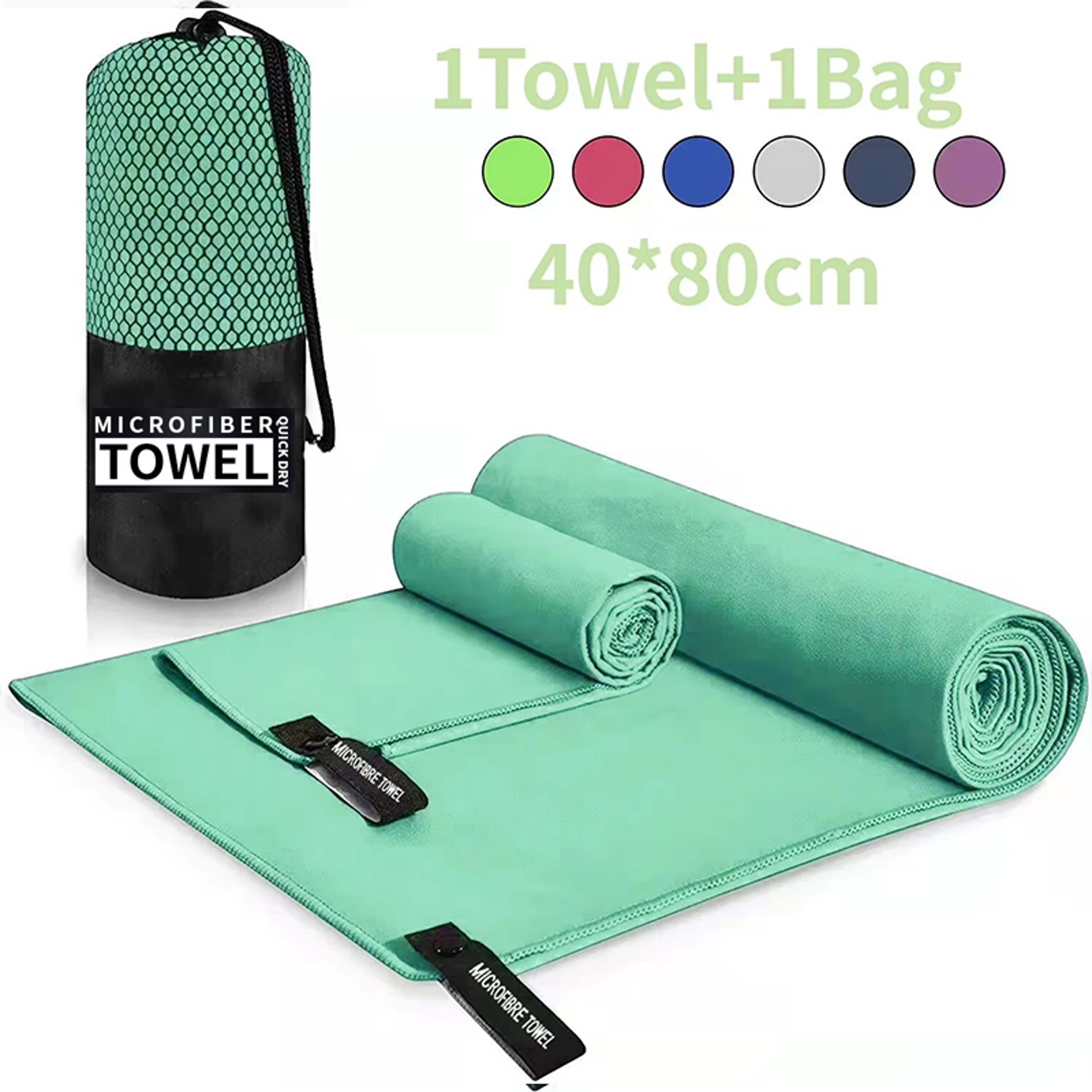 Washcloth Towels in Grey Green Orange for Running, Fitness & Beach Use – view 7