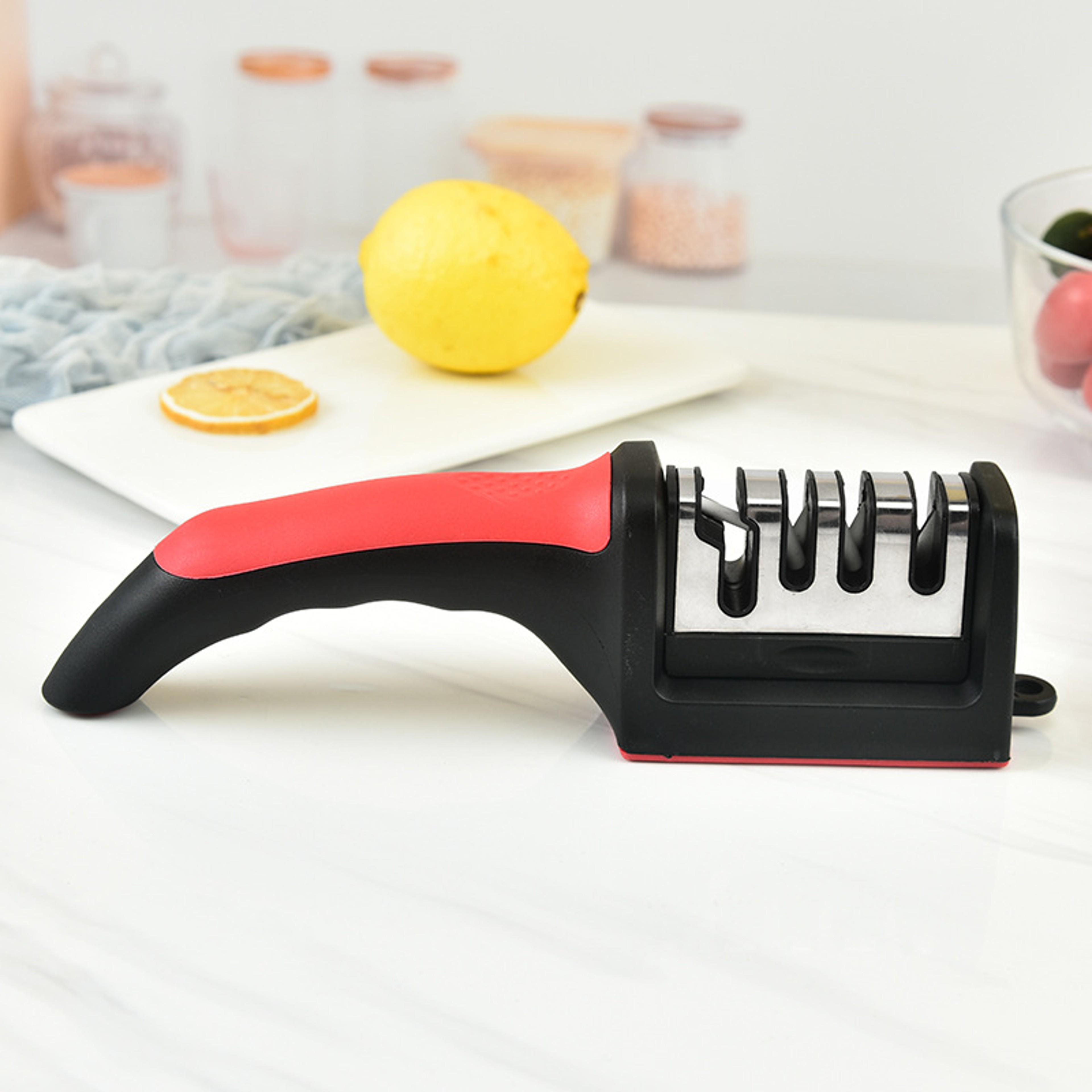 Hand-Held Three-Purpose Black Sharpening Stone, Knife Sharpener Household Multi-Functional – view 2