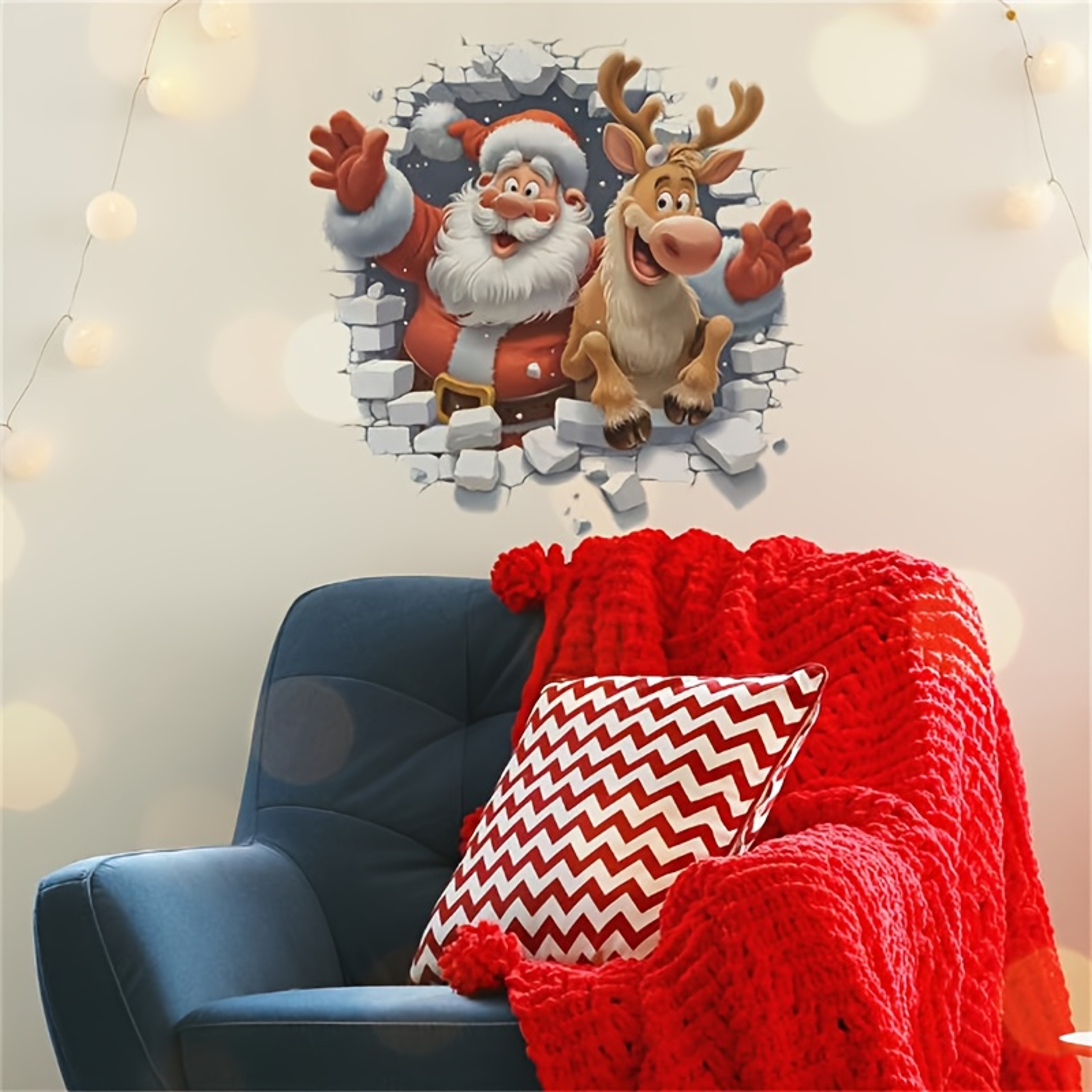 Christmas Decorative Stickers, Claus and Rudolf Wall Stickers for Holiday Decor – view 2