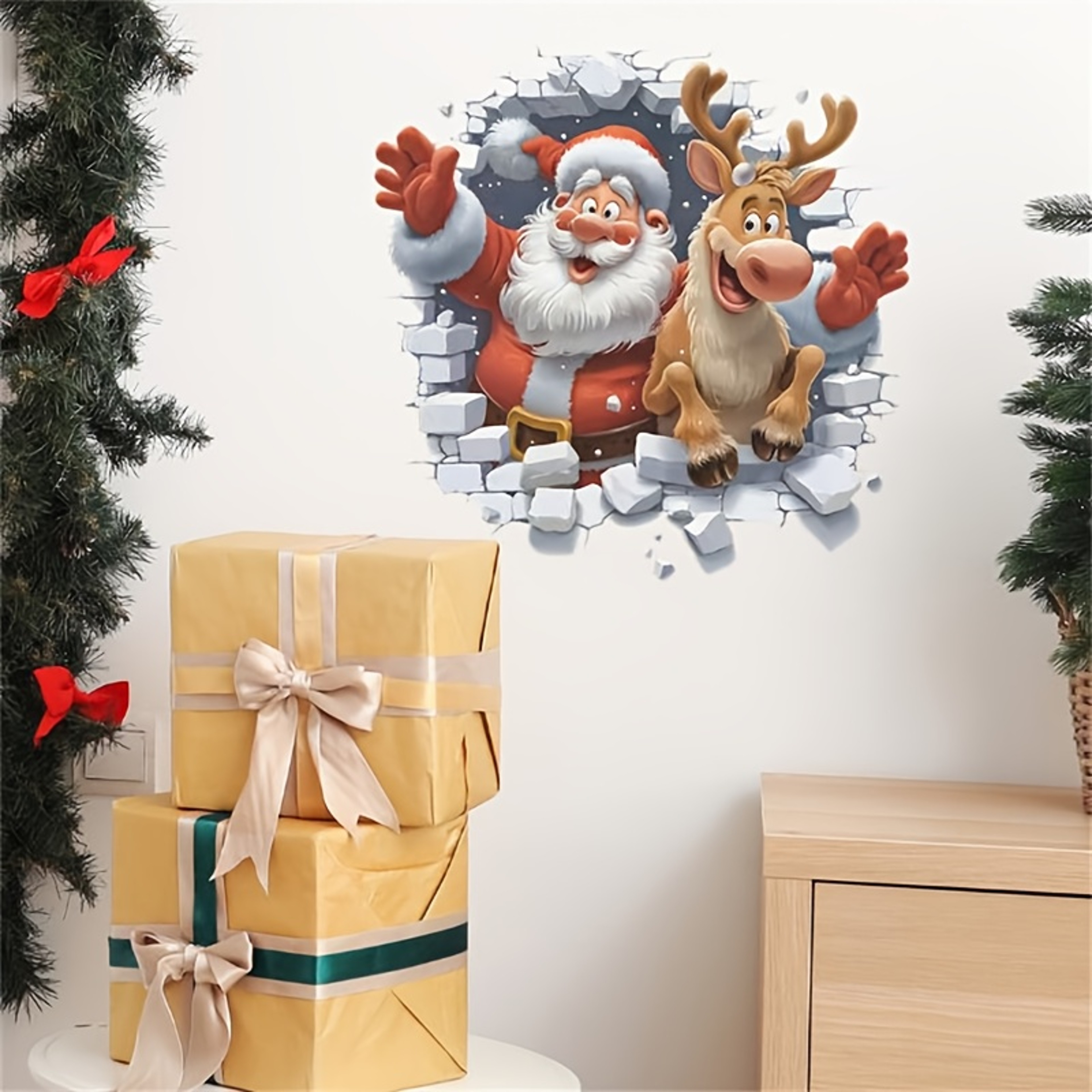 Christmas Decorative Stickers, Claus and Rudolf Wall Stickers for Holiday Decor – view 4