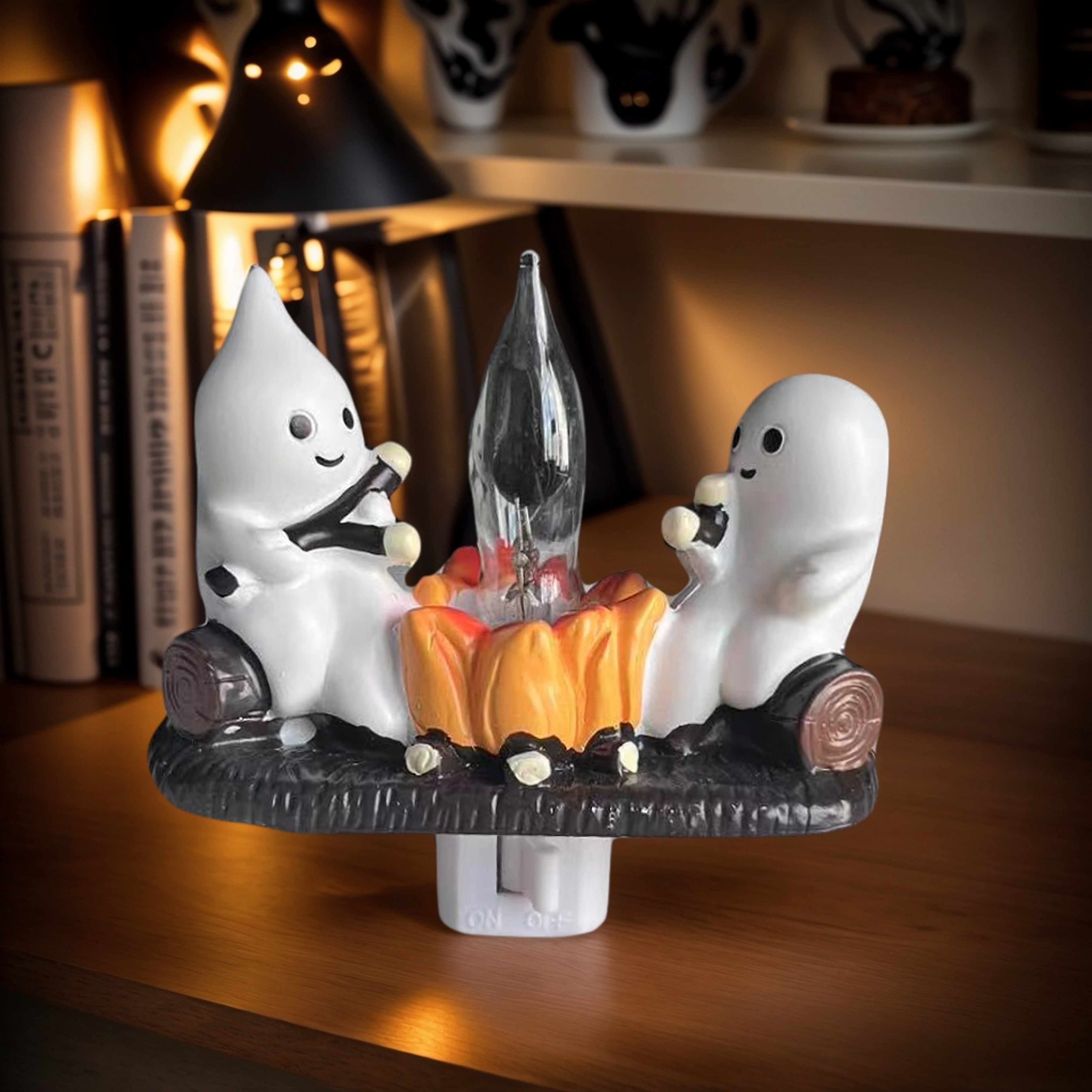 Cute Ghost Figurine with Lights, Fire Effect Desktop Holiday Decoration Item – view 3