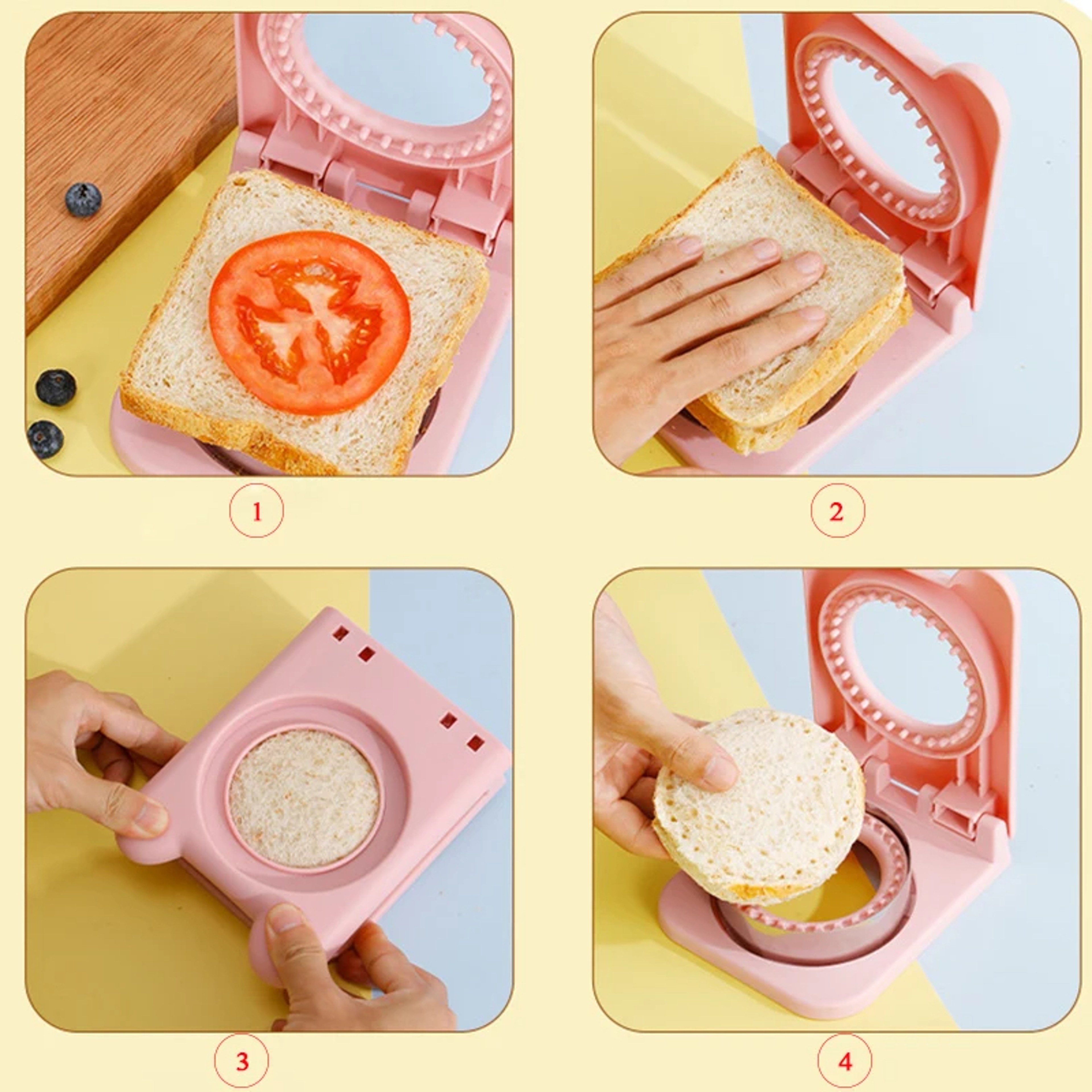 Circular Sandwich Bread Toast Mold, Sandwich Cutter and Sealer Flip Sandwich Cutting Tool for Kids Lunch Stainless Steel – view 4
