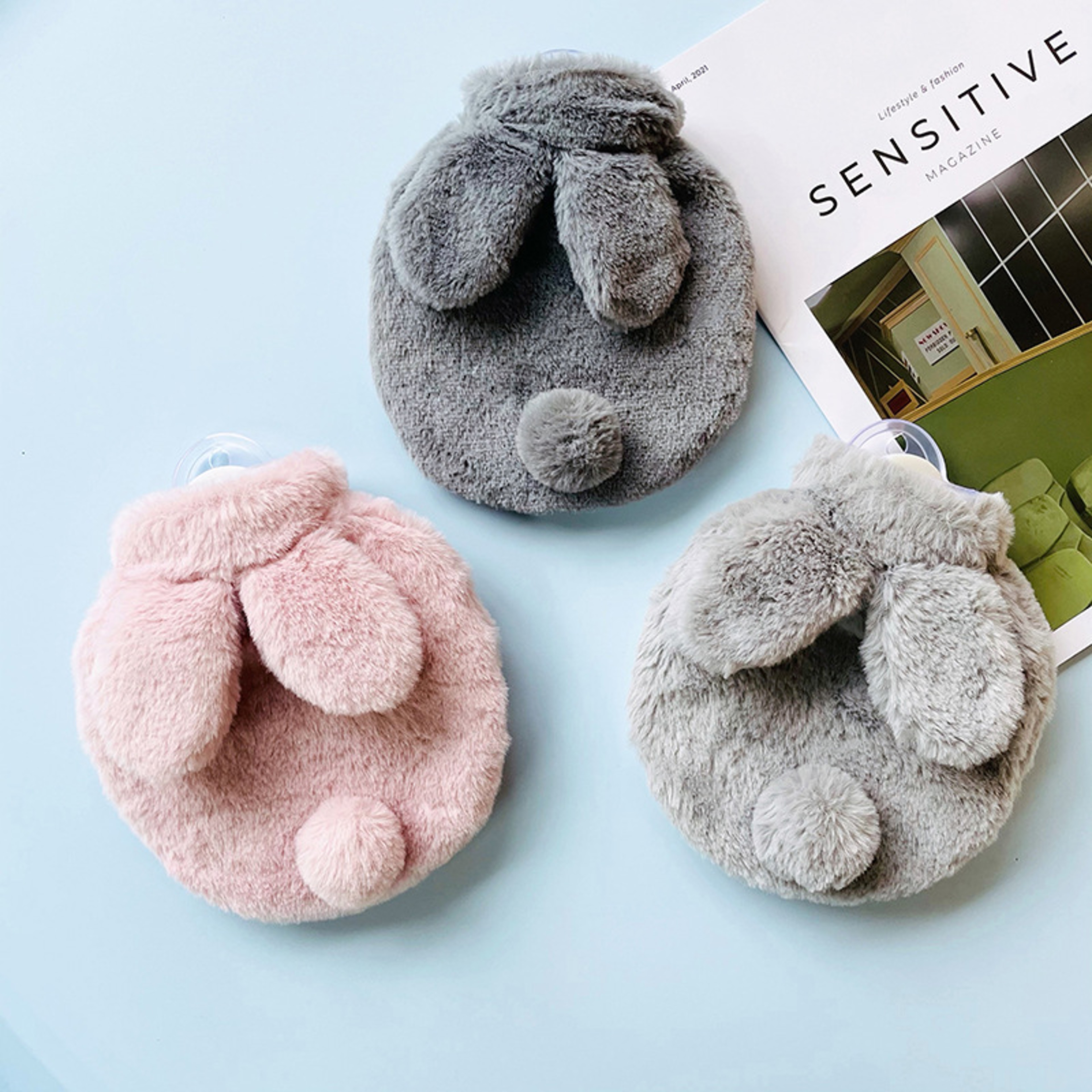 Cute Plush Rabbit Hand Feet Warmer with Cover for Winter, Reusable Explosion-Proof Hot Water Jug Bottle – view 5