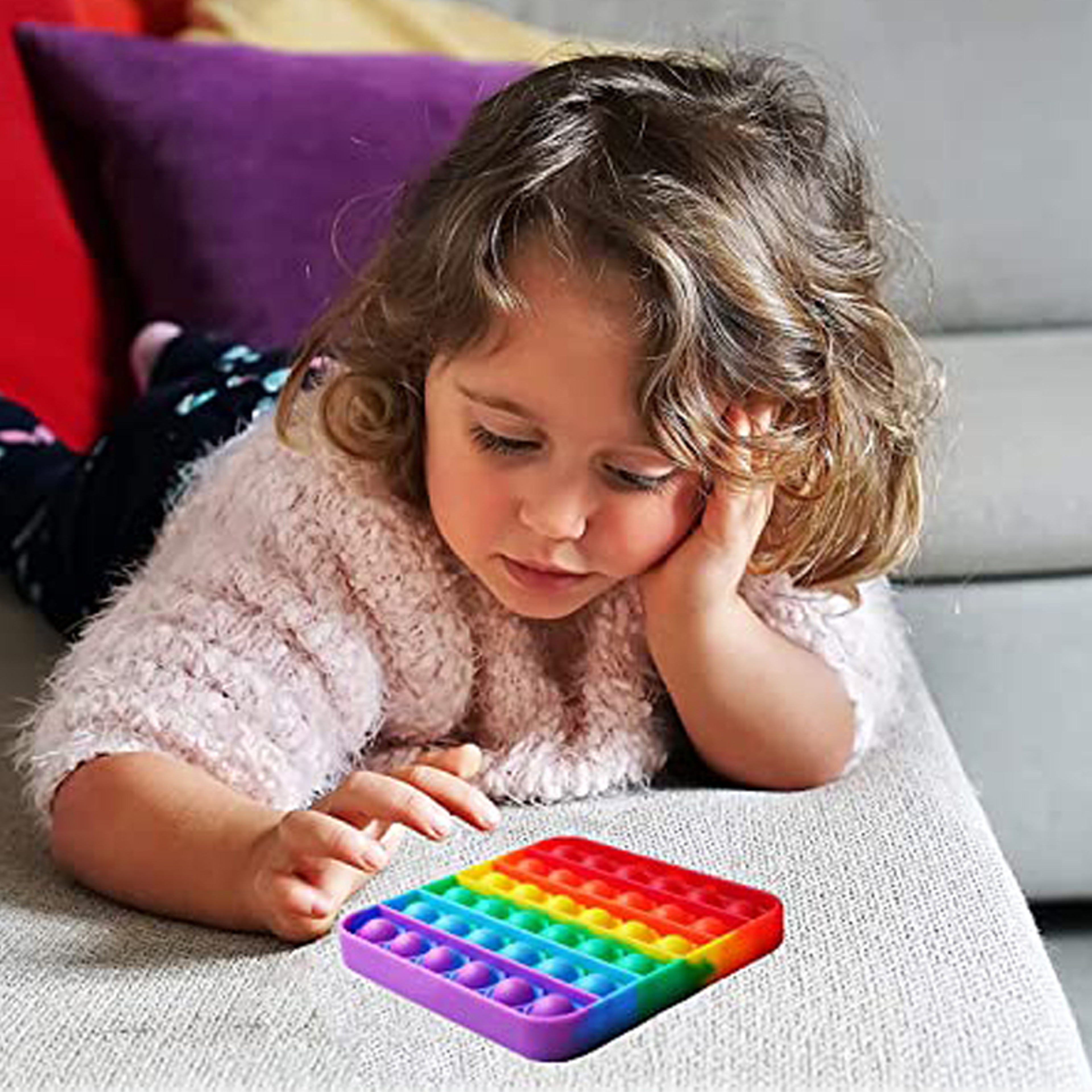 Rainbow Push Bubble Fidget Toy Square Sensory Stress Relief Toy for Autism, Anxiety, Stress for Kids and Adults – view 4