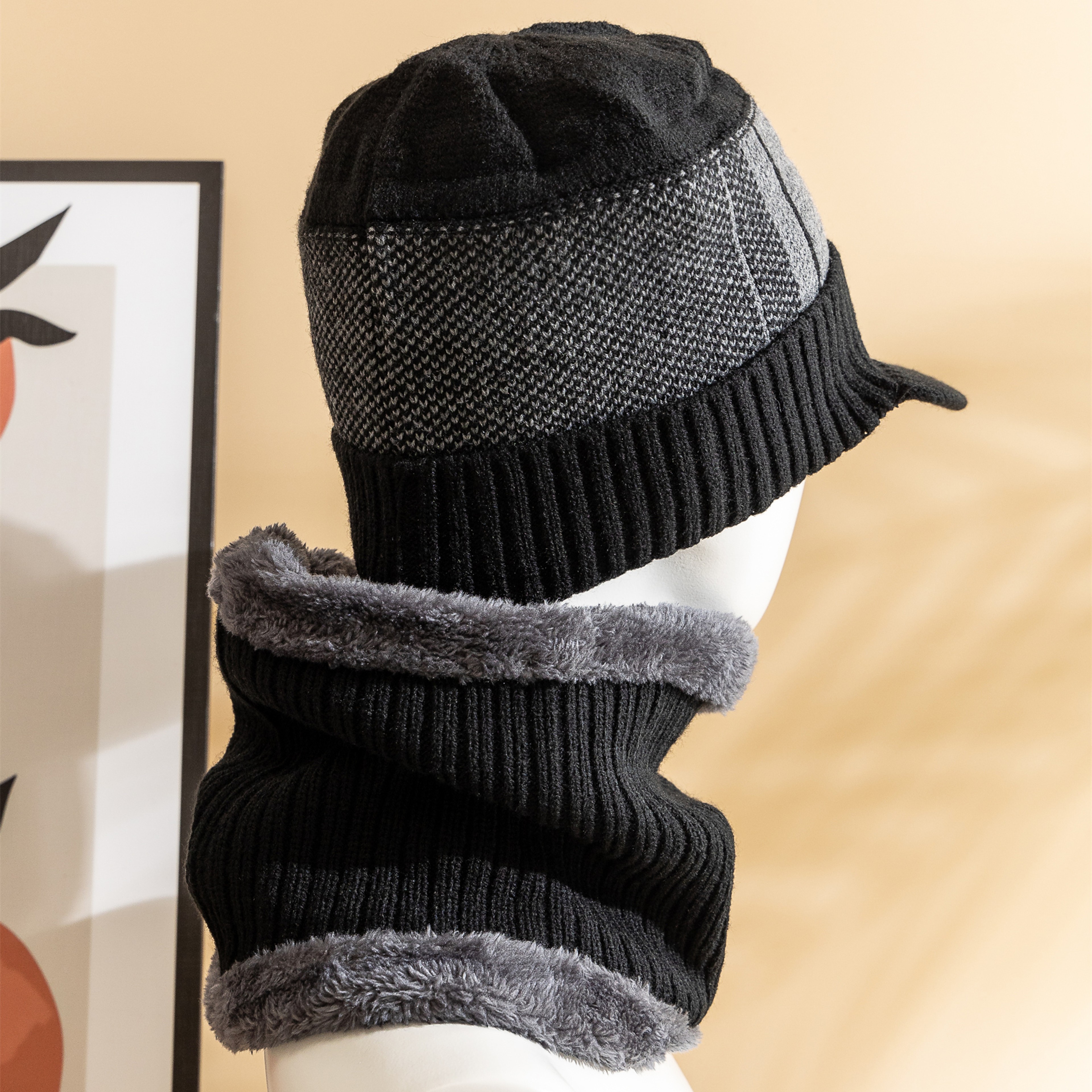 Plush Fur Lined Winter Hat Cap Winter Warm Suit Classic Hat For Male Outdoor Use 4