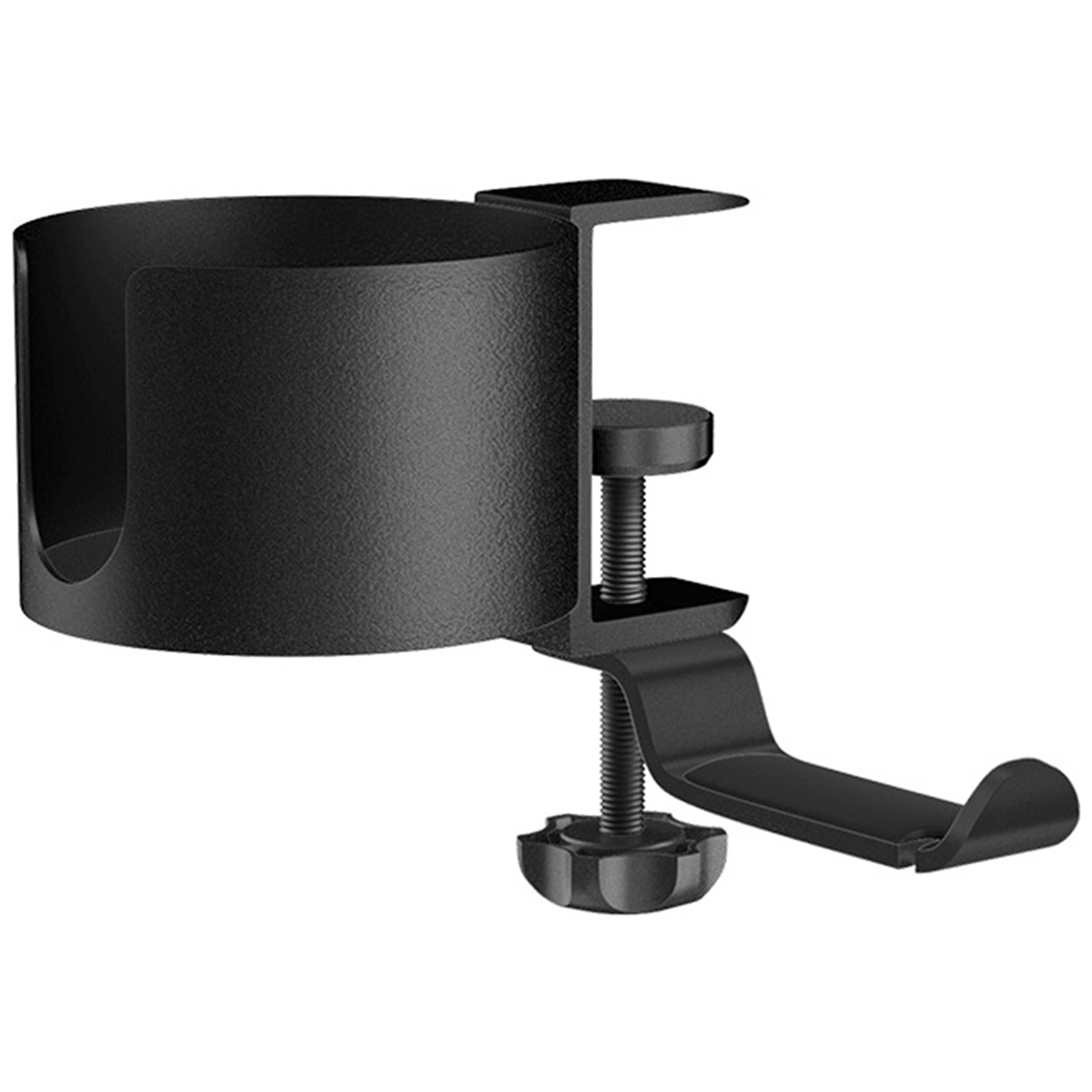 Desk Cup Holder with Headphone Hanger, Bottle Holder, Adjustable Arm Clamp, Headset Hook – view 7